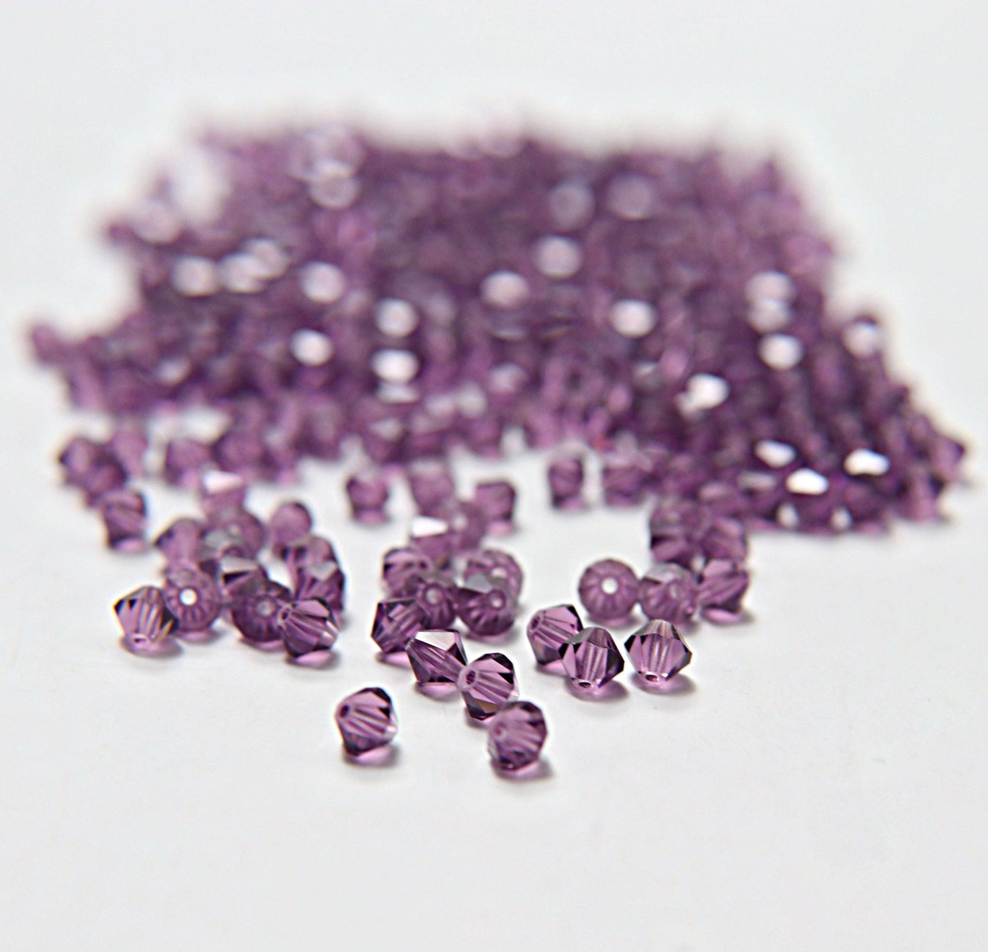 4/5mm Amethyst Swarovski Bicone 36/72/144/432/720 Pieces (204) jewelry making beads, craft supplies, purples beads, rare findings