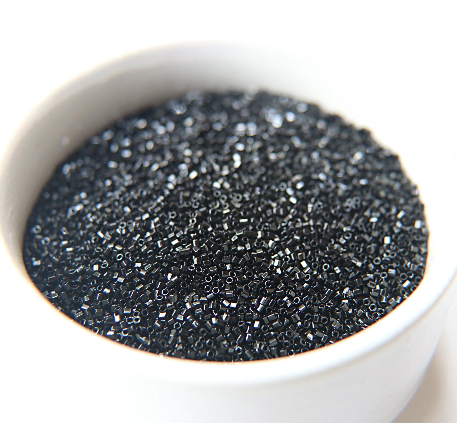 15/0 Miyuki Hex Cuts in Jet Black Japanese Beads 10/20/50/100 Grams embroidery premium materials