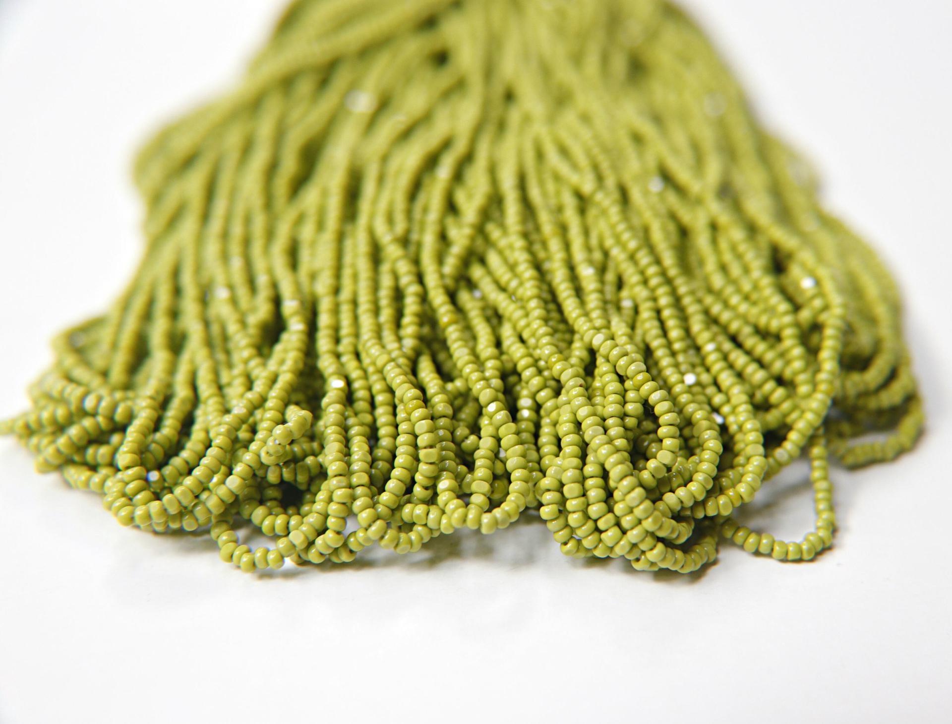 11/0 Hanks Charlotte Cut Beads 53430 Opaque Olivine 1/5/25/50/100 Hanks 2.0mm glass beads, jewelry supply, findings, craft supply vintage