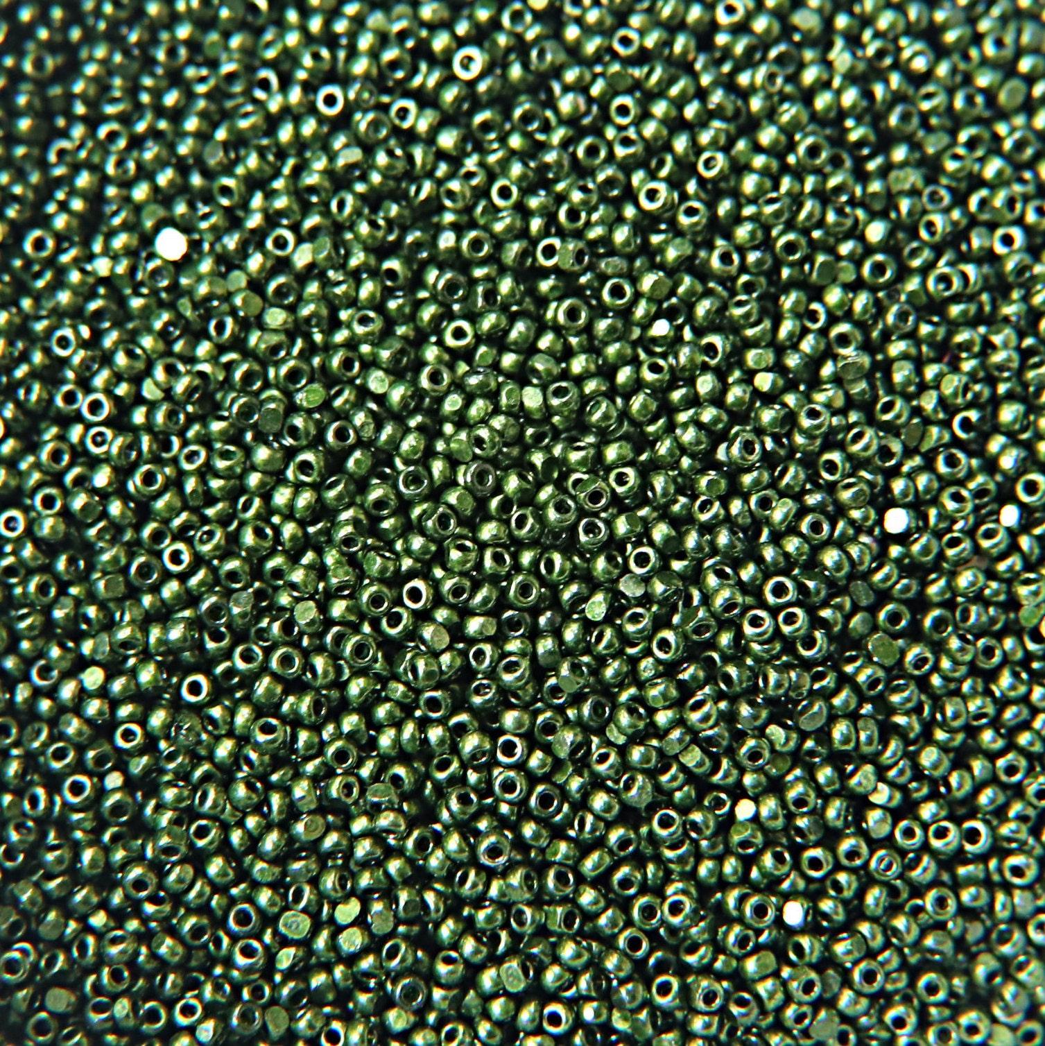 13/0 Charlotte Cut Beads Metallic Fern Green 5/10/20/50/250/500 Grams craft supplies, jewelry making, embroidery materials, vintage beads
