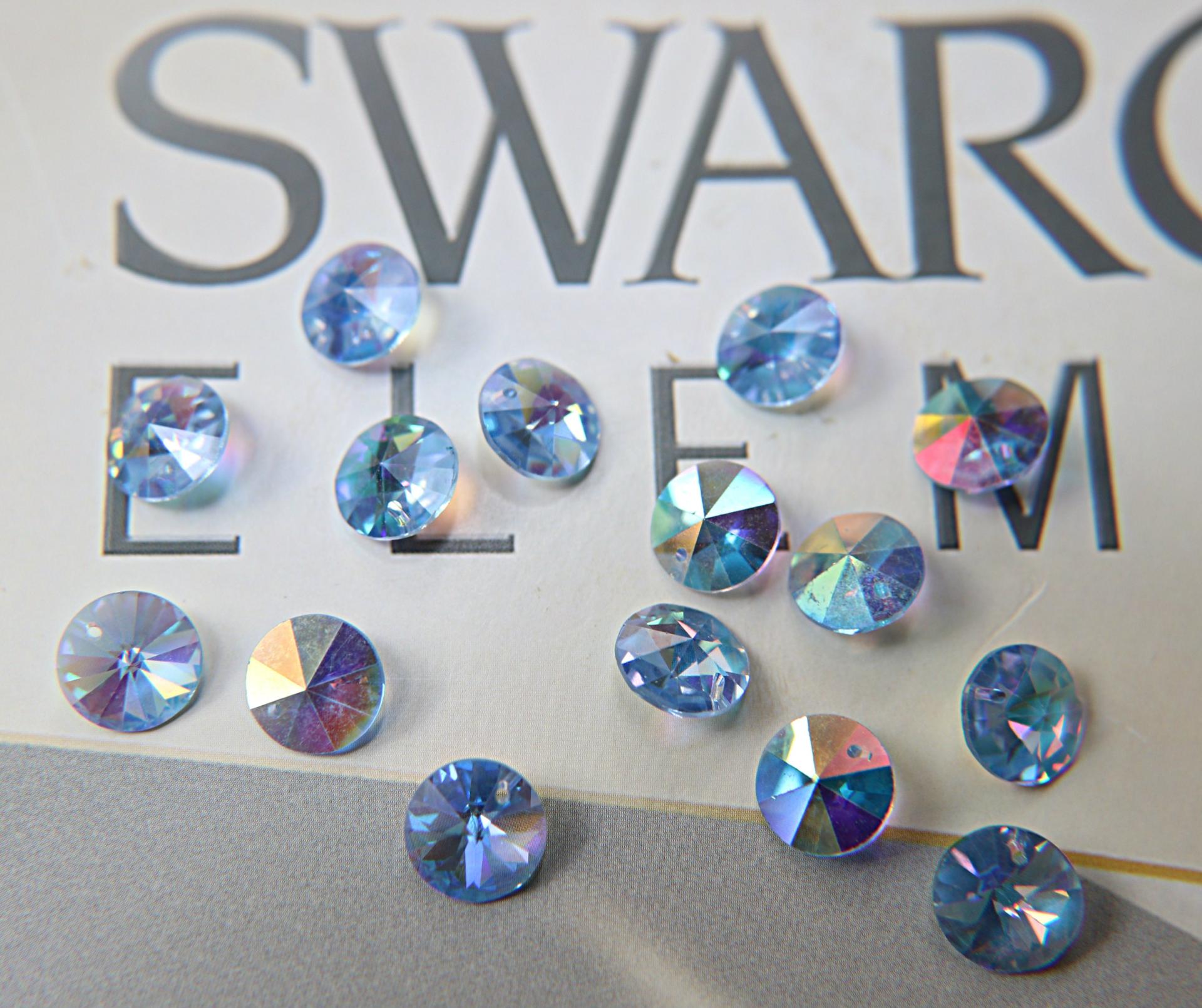 10mm SWAROVSKI 6428 Rivoli Crystal Pendant Beads in Light Sapphire AB 2/4/24/72/144 Pieces drops embellishments, vintage premium findings
