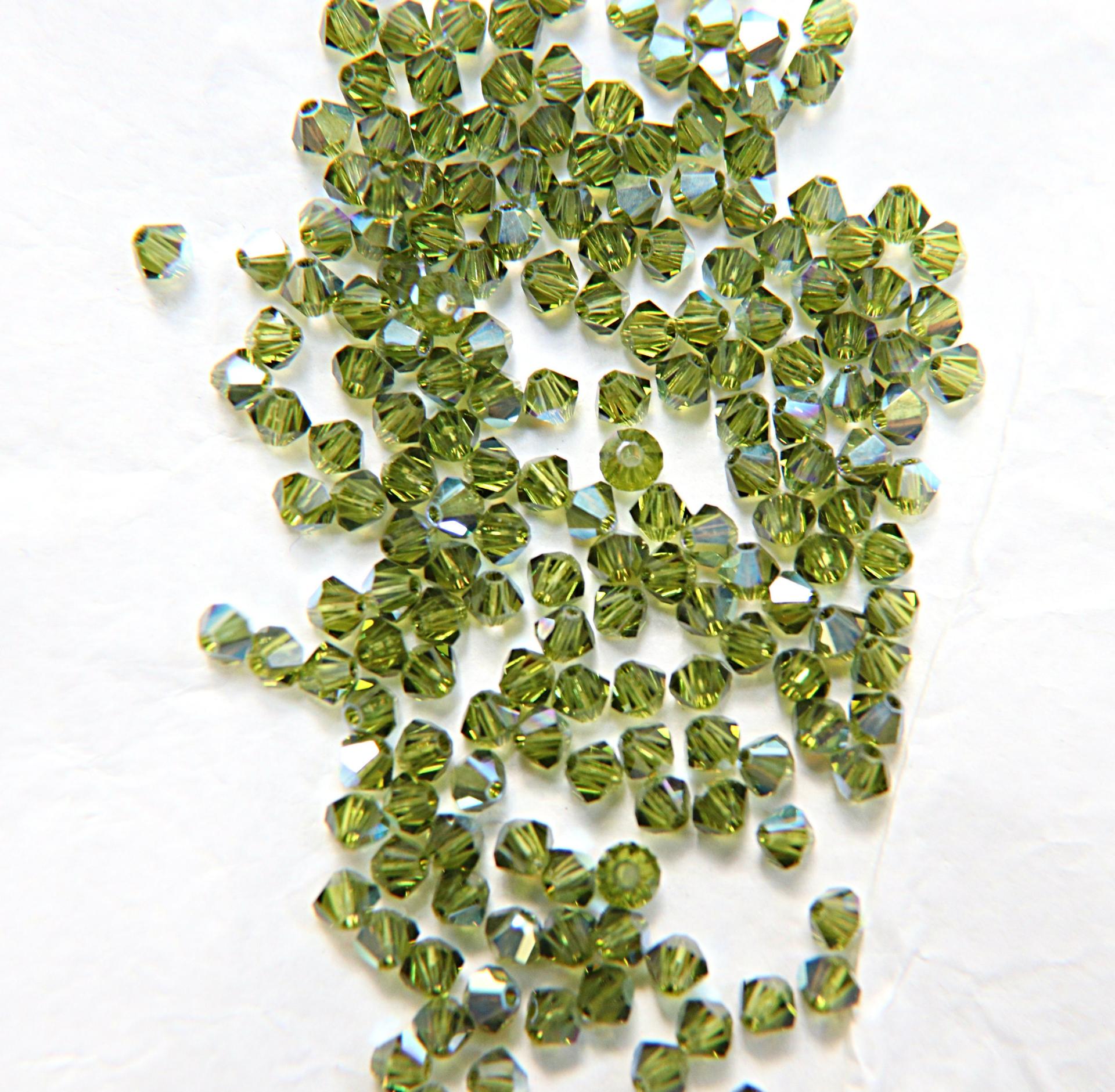 4mm Swarovski Olivine AB Bicones beads rainbow 36/72/144/432/720 Pieces (228) rainbow beads, jewelry making, couture embellishments