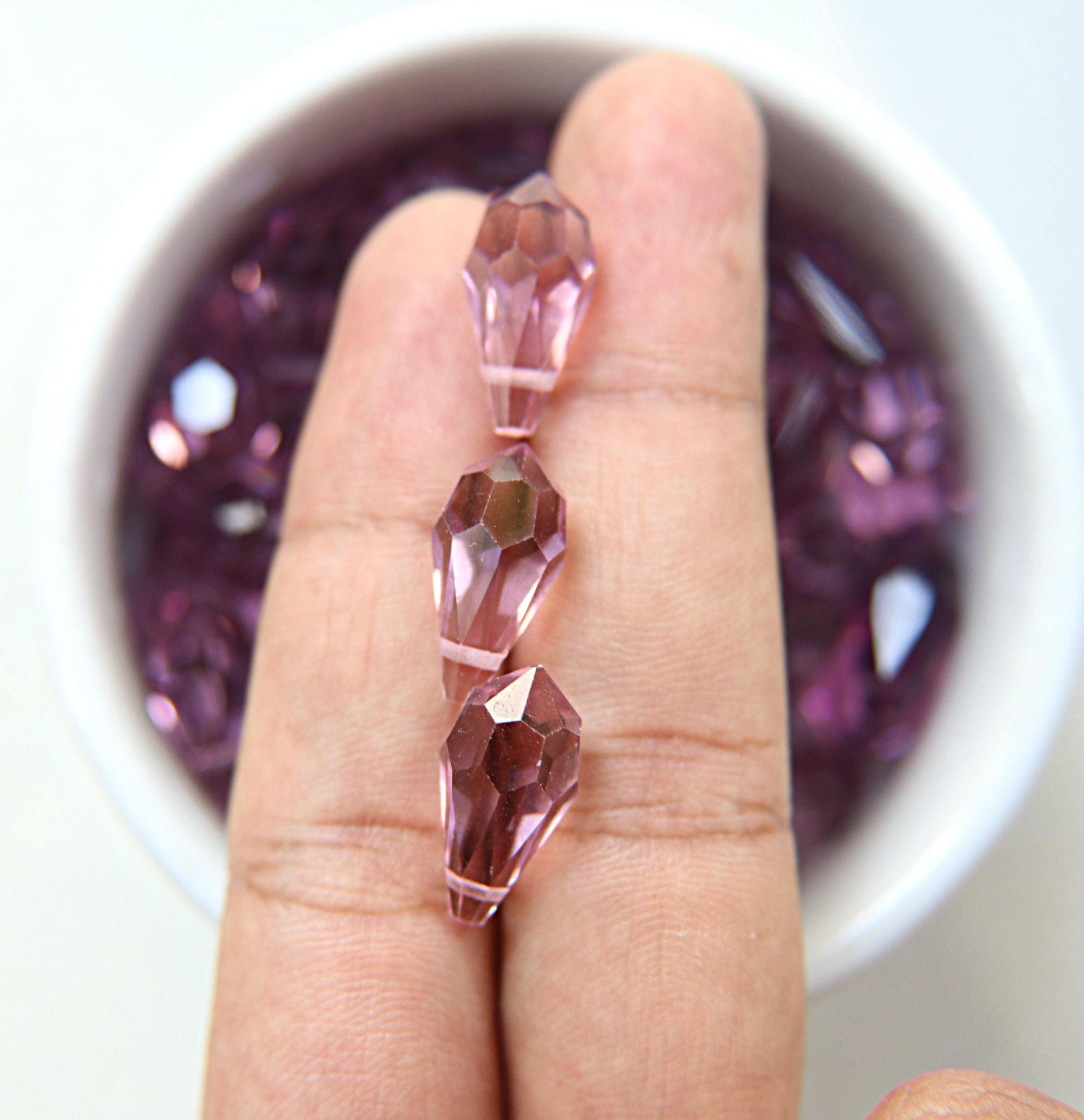 Vintage Czech Light Amethyst crystal Drops 18 x 9 MM Fancy Crystal drops 3/12/36 Pieces