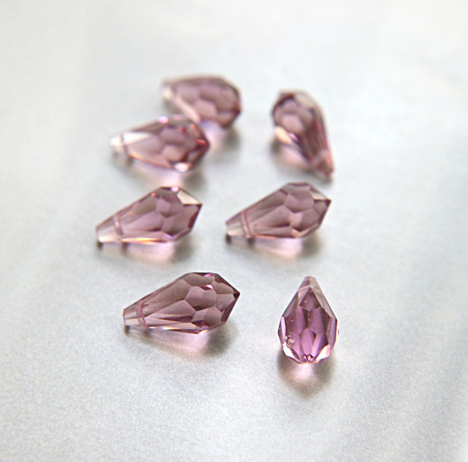 Vintage Czech Light Amethyst crystal Drops 18 x 9 MM Fancy Crystal drops 3/12/36 Pieces
