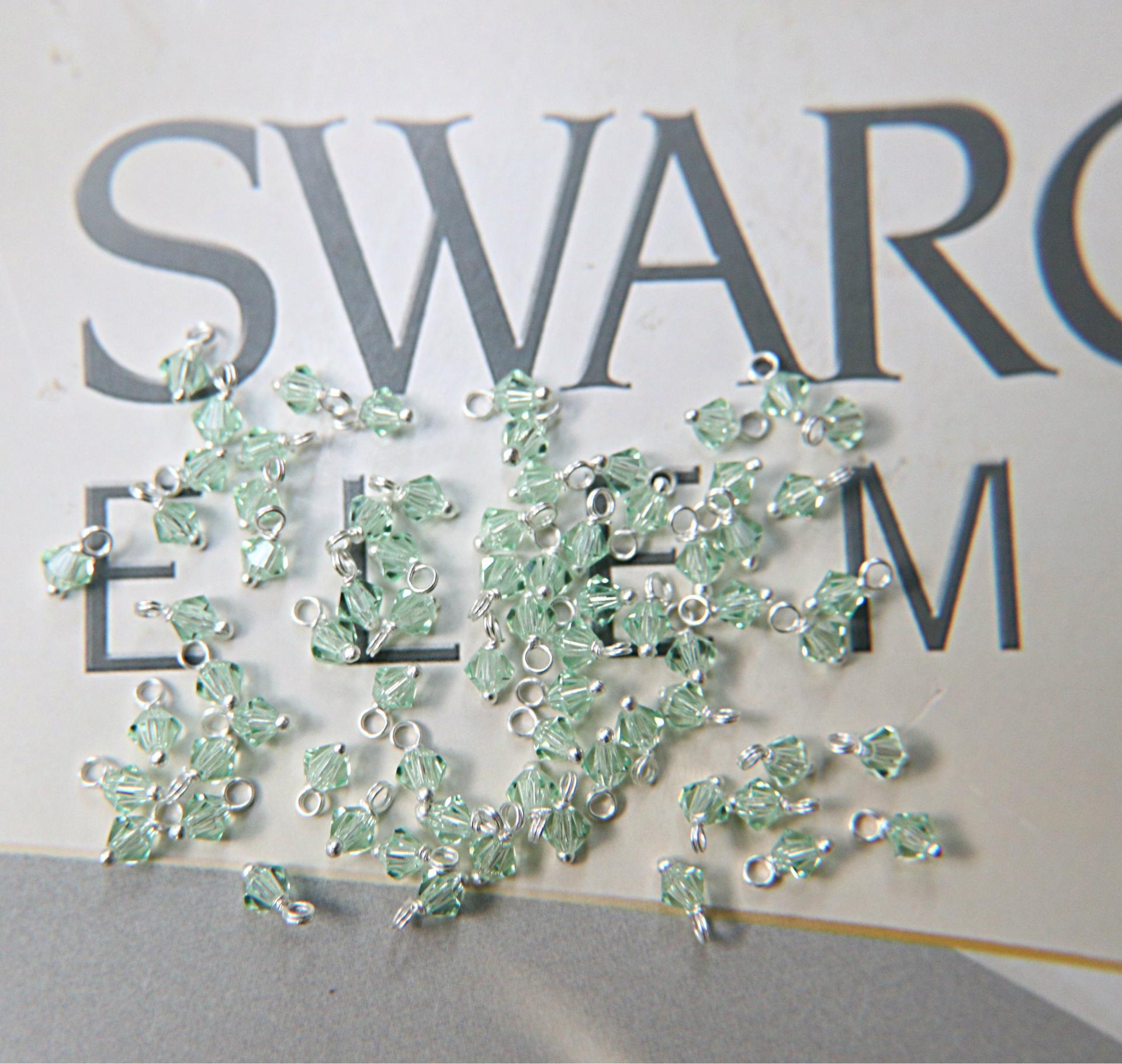 4mm Swarovski Chrysolite crystal dangles in Sterling Silver wire wrapped- charms- drops- jewelry making 72/144/432/1000Pieces