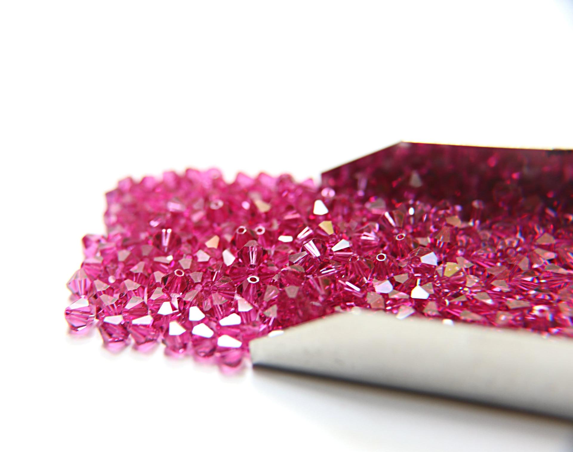4/5mm Fuchsia Swarovski Bicones 12/36/72/144/432/720 Pieces (502) jewelry making beads, embroidery materials, jewelry making