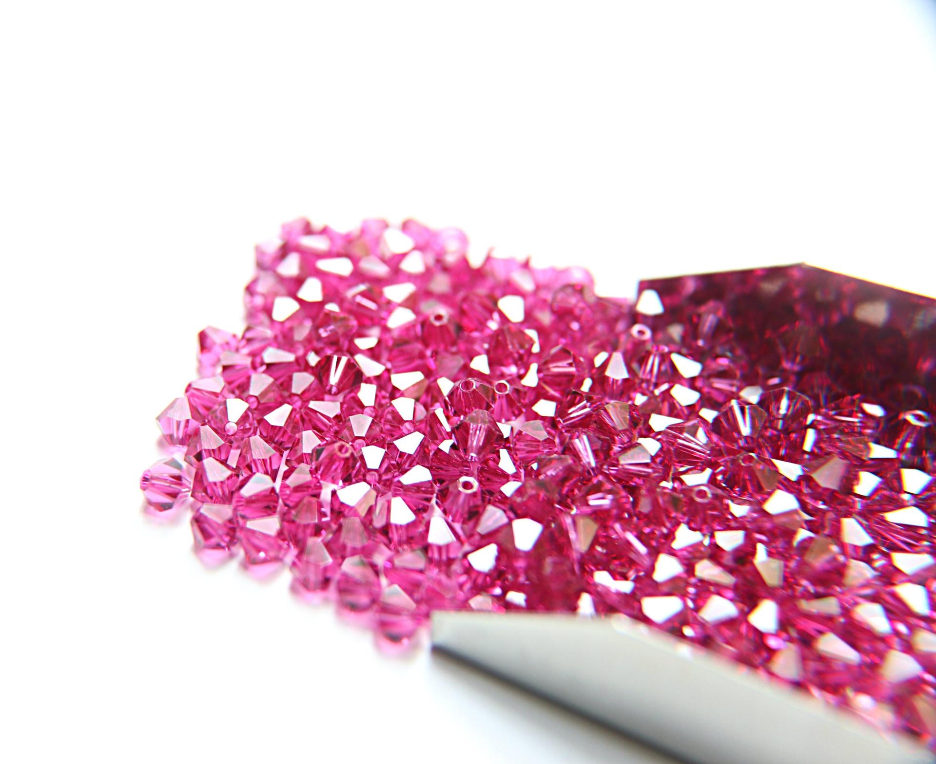 4/5mm Fuchsia Swarovski Bicones 12/36/72/144/432/720 Pieces (502) jewelry making beads, embroidery materials, jewelry making