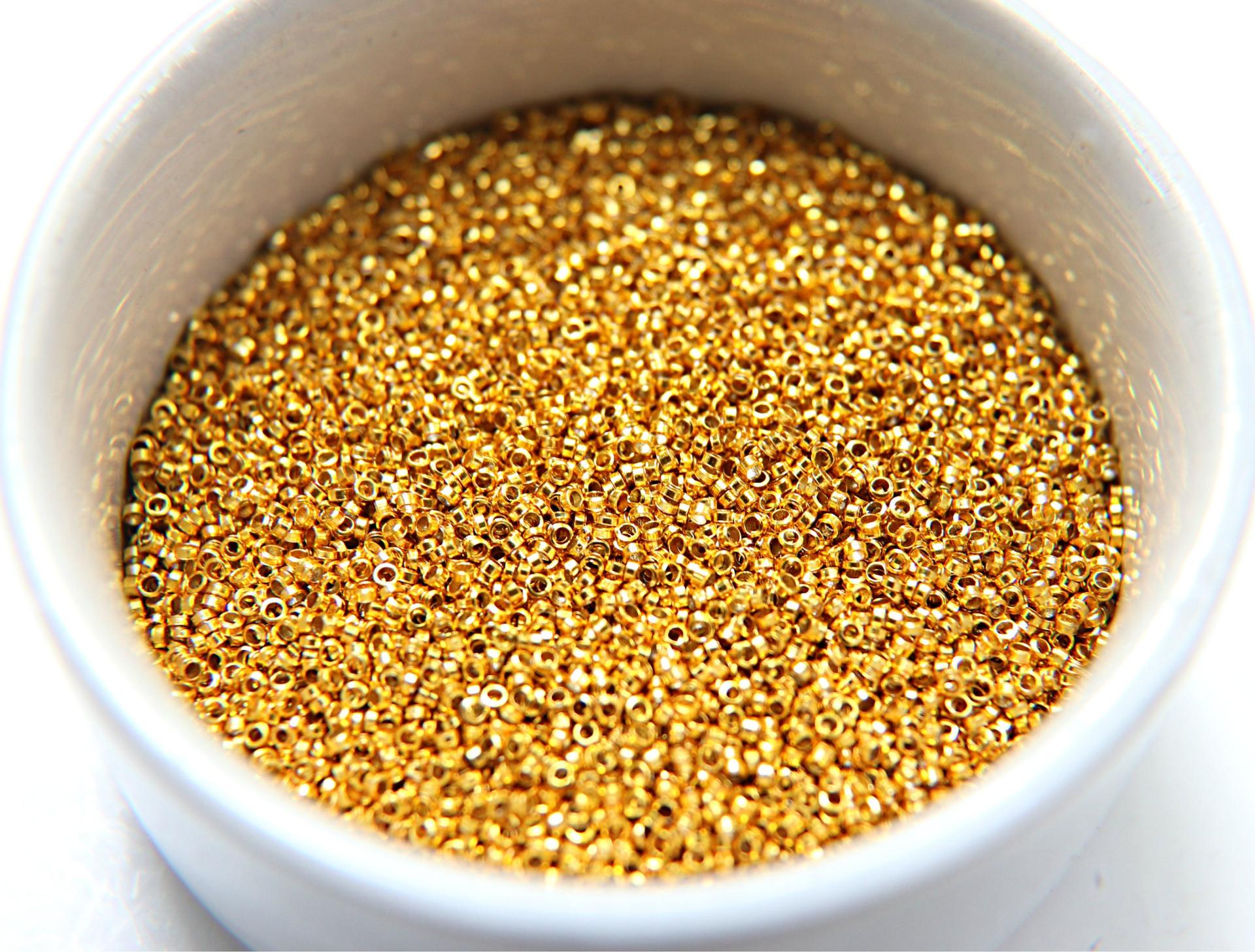 1.7mm Micro GOLD Plated Tube Beads 5/10/100/500 Grams High Quality Nail Art / Haute Couture Embroidery