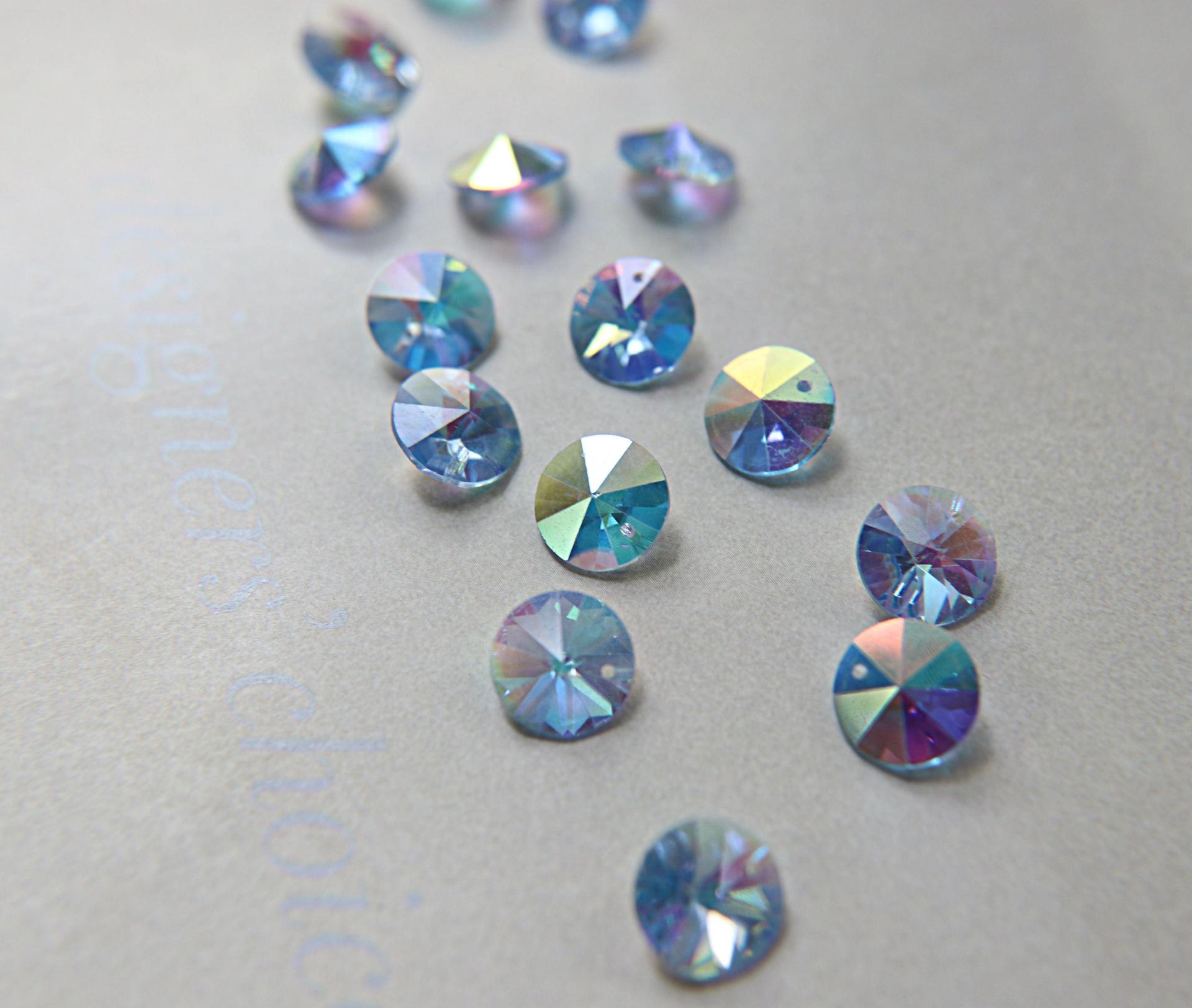 10mm SWAROVSKI 6428 Rivoli Crystal Pendant Beads in Light Sapphire AB 2/4/24/72/144 Pieces drops embellishments, vintage premium findings