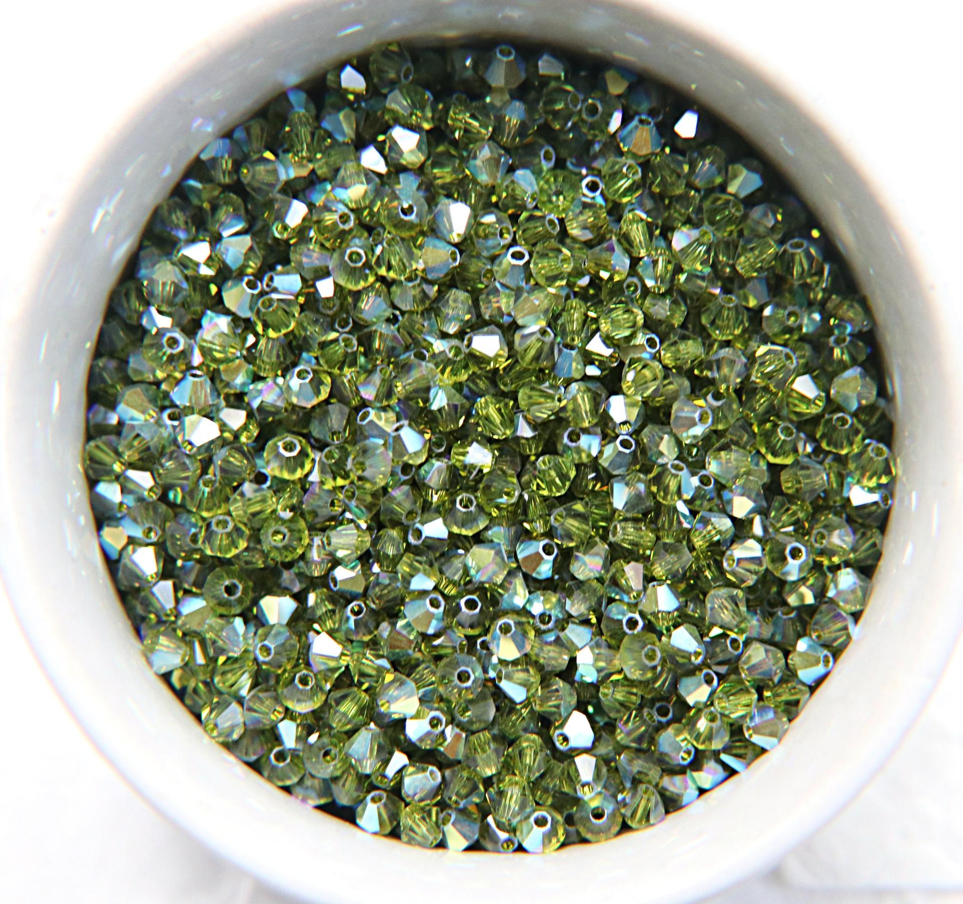 4mm Swarovski Olivine AB Bicones beads rainbow 36/72/144/432/720 Pieces (228) rainbow beads, jewelry making, couture embellishments