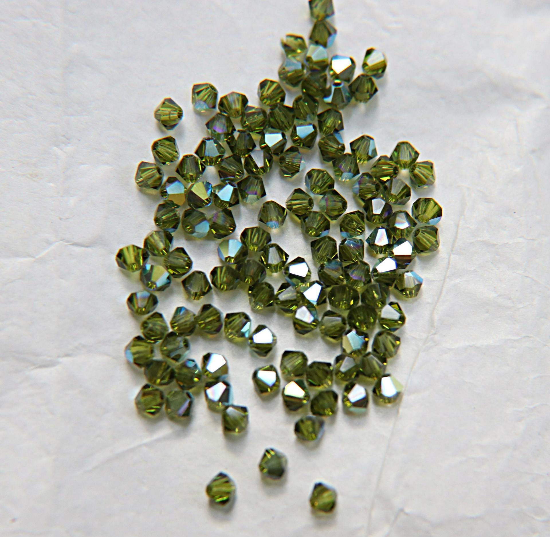 4mm Swarovski Olivine AB Bicones beads rainbow 36/72/144/432/720 Pieces (228) rainbow beads, jewelry making, couture embellishments