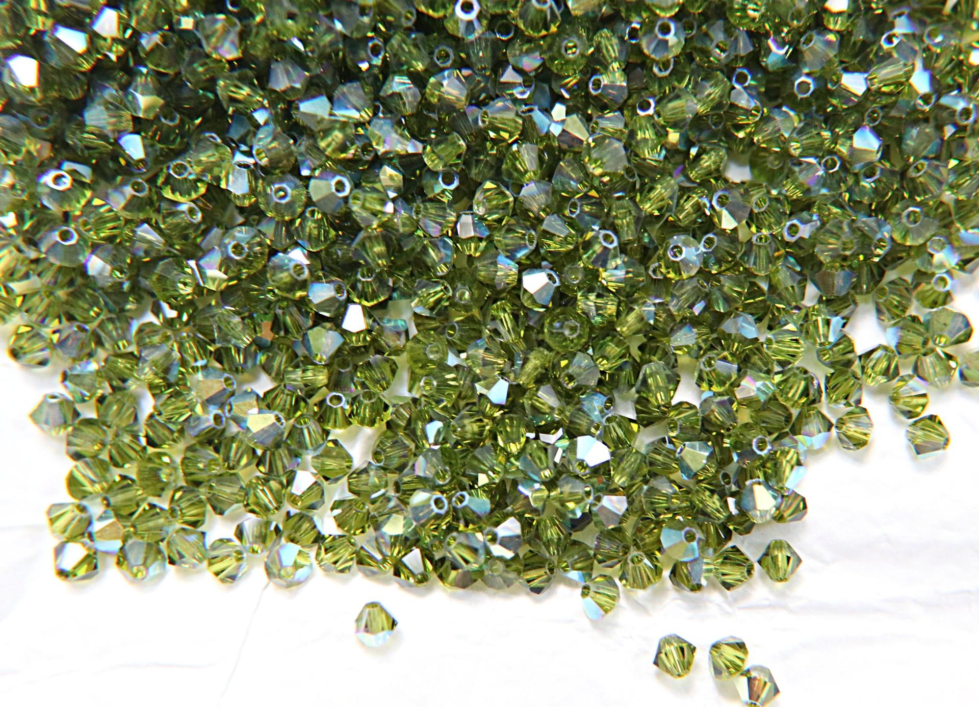 4mm Swarovski Olivine AB Bicones beads rainbow 36/72/144/432/720 Pieces (228) rainbow beads, jewelry making, couture embellishments