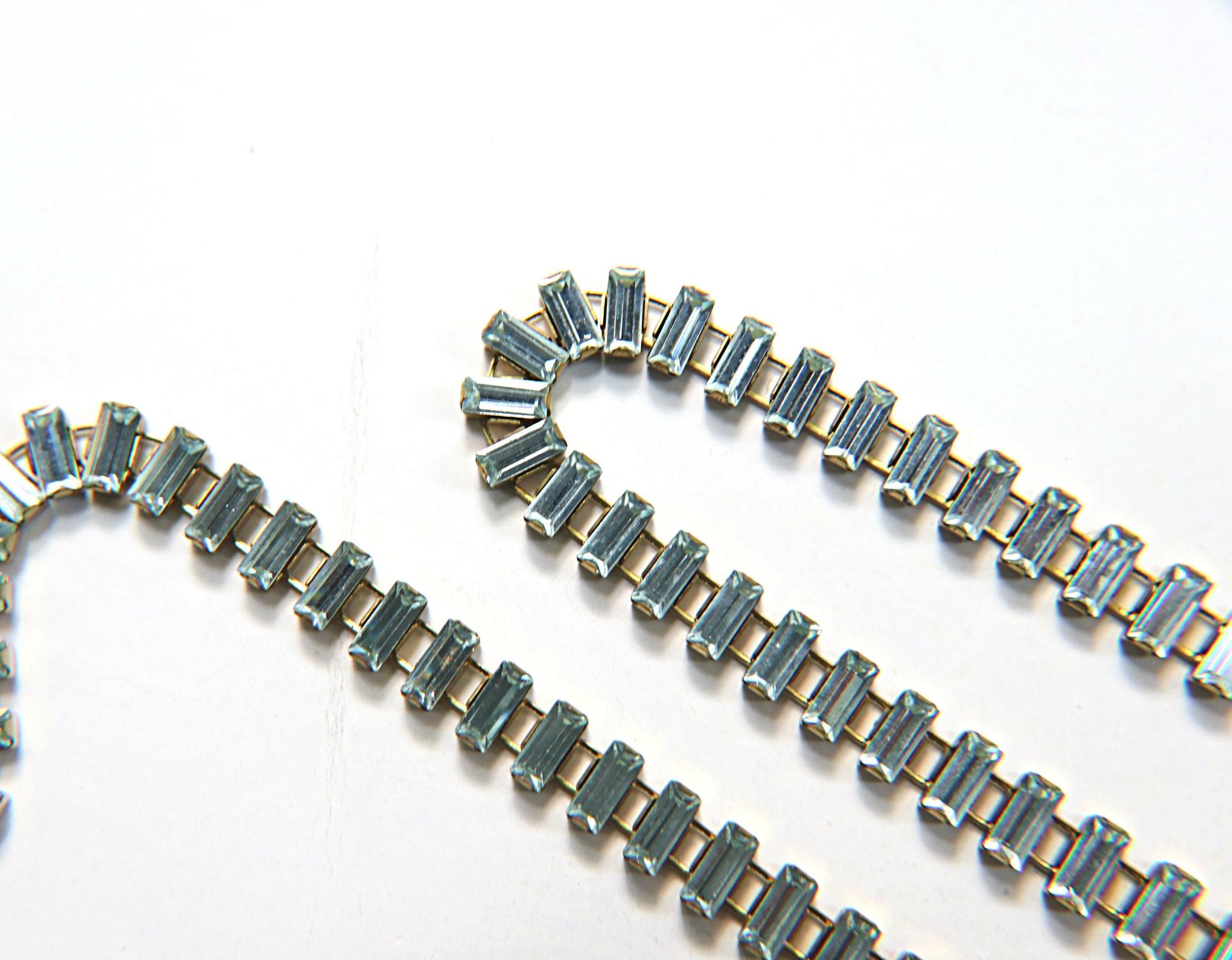 Swarovski Snake Baguette chain 7x3 mm in Light Azore (361) settings in Brass 0.5/1/2 Meters Bridal Supplies|Jewelry Making|Decoration