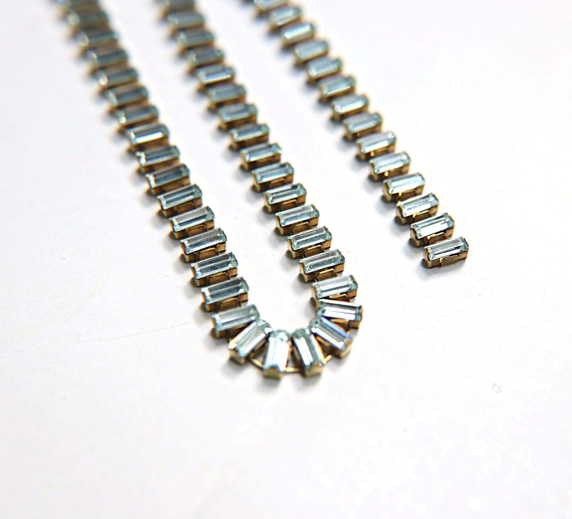 Swarovski Snake Baguette chain 7x3 mm in Light Azore (361) settings in Brass 0.5/1/2 Meters Bridal Supplies|Jewelry Making|Decoration