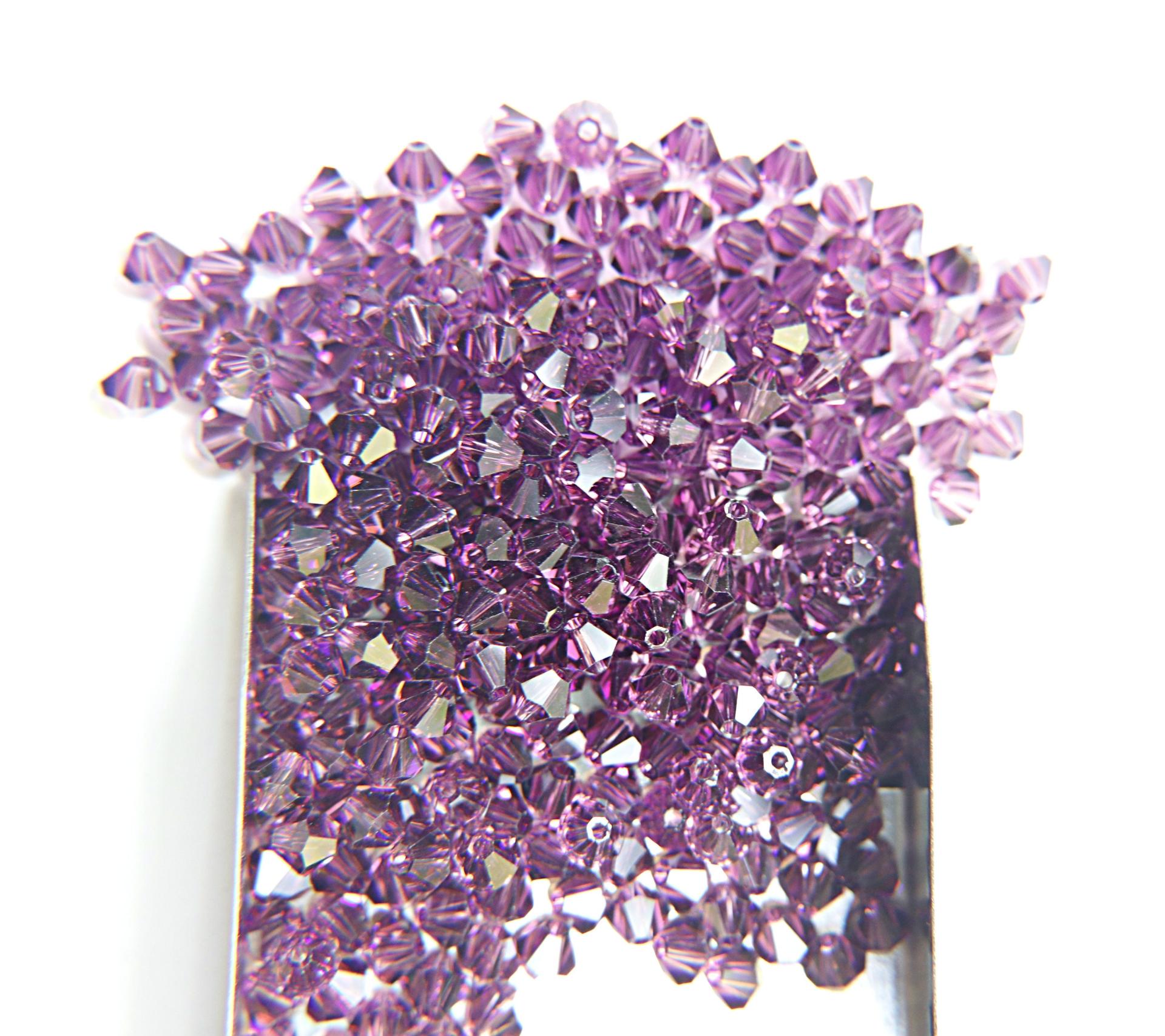 4/5mm Amethyst Swarovski Bicone 36/72/144/432/720 Pieces (204) jewelry making beads, craft supplies, purples beads, rare findings