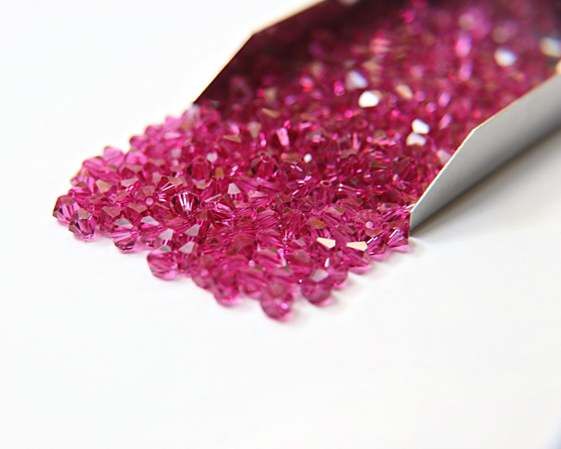 4/5mm Fuchsia Swarovski Bicones 12/36/72/144/432/720 Pieces (502) jewelry making beads, embroidery materials, jewelry making