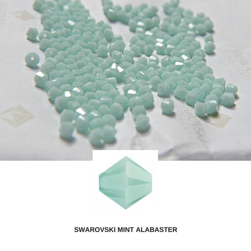 4/5mm Mint Alabaster Swarovski Bicone beads 12/36/72/144/432/720 Pieces (397) VINTAGE SWAROVSKI, jewelry making, embroidery materials