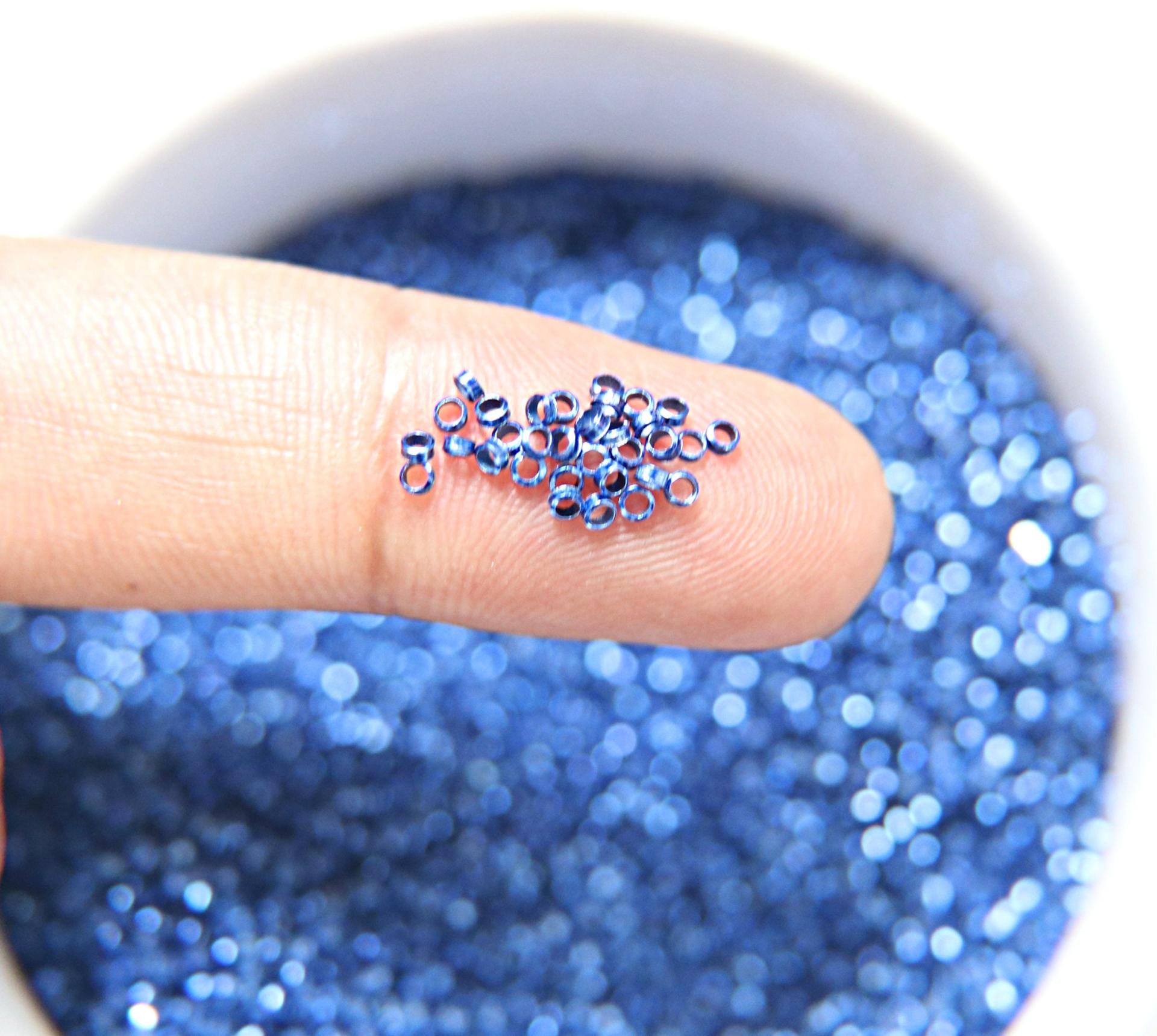 1.7mm Micro Sapphire Blue Metallic  Plated Tube Beads 5/10/100/500 Grams High Quality Nail Art / Haute Couture Embroidery / doll making