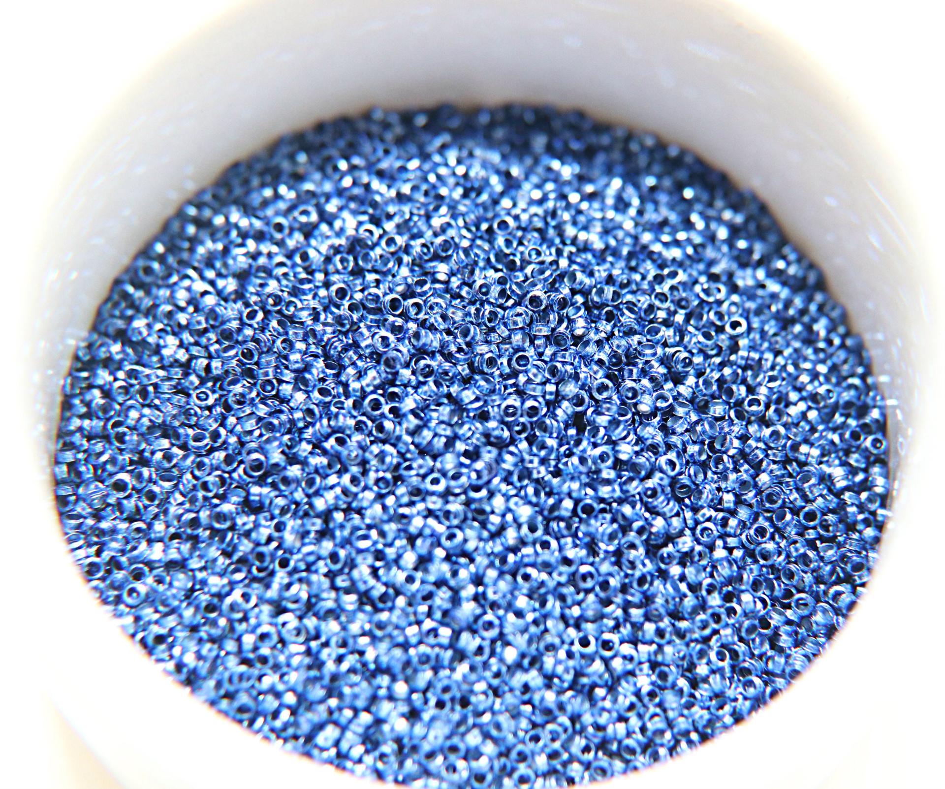 1.7mm Micro Sapphire Blue Metallic  Plated Tube Beads 5/10/100/500 Grams High Quality Nail Art / Haute Couture Embroidery / doll making