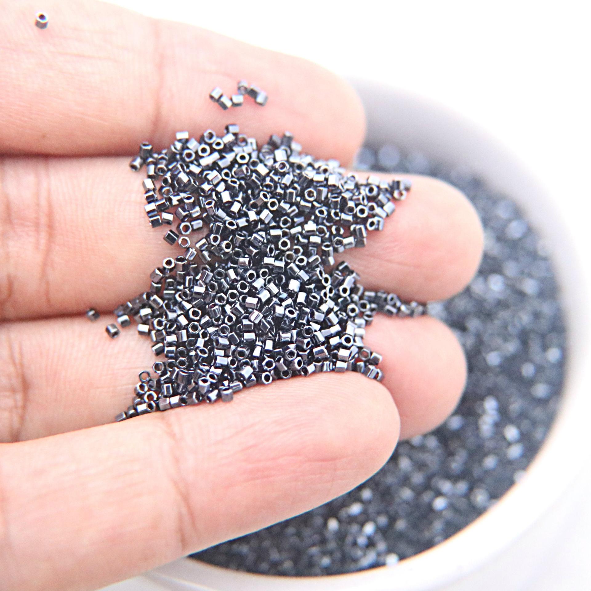 15/0 Miyuki Hex Cuts in Gunmetal Japanese Beads 10/20/50/100 Grams embroidery materials