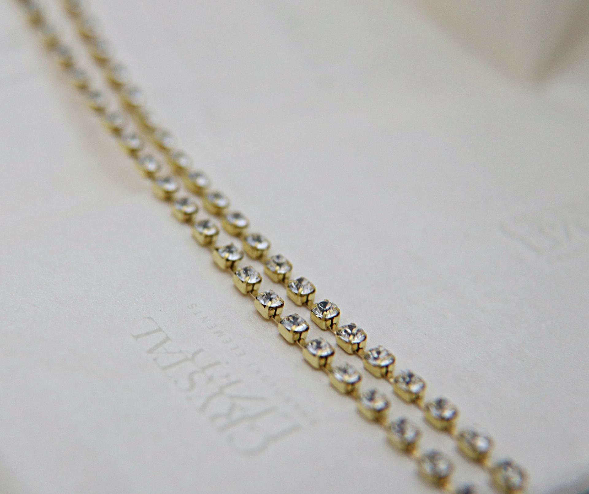 10PP Swarovski Cup Chain Clear Rhinestone Cup Chain Xillion 1.6mm Made in Austria - Brass Setting - Crystal Clear 0.5/1/2/5 Meters Nail Art