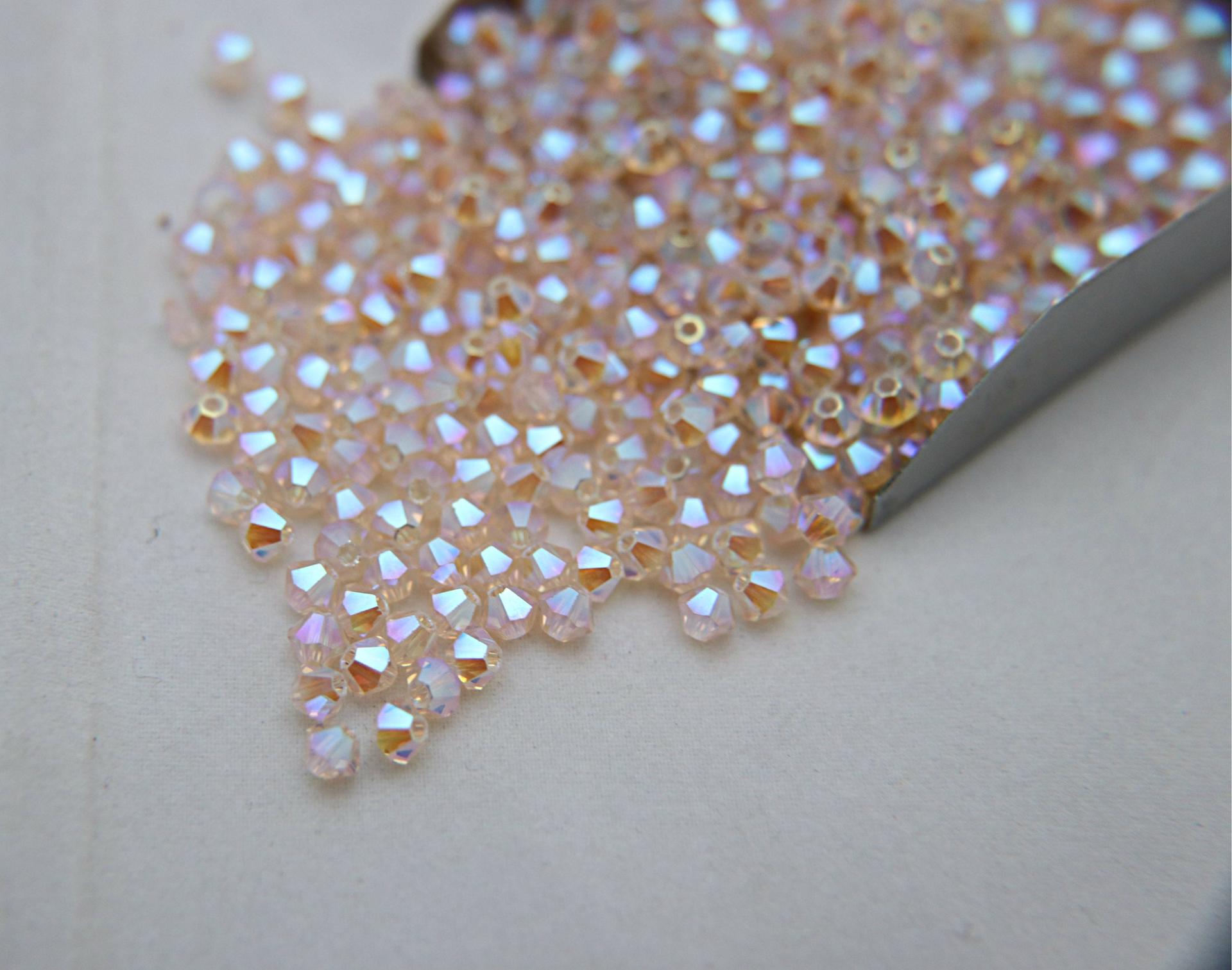 Swarovski (4mm) Silk AB 2X FC Bicones cut Beads 36/72/144/432/720 Pieces, jewelry findings, embellishments, embroidery materials