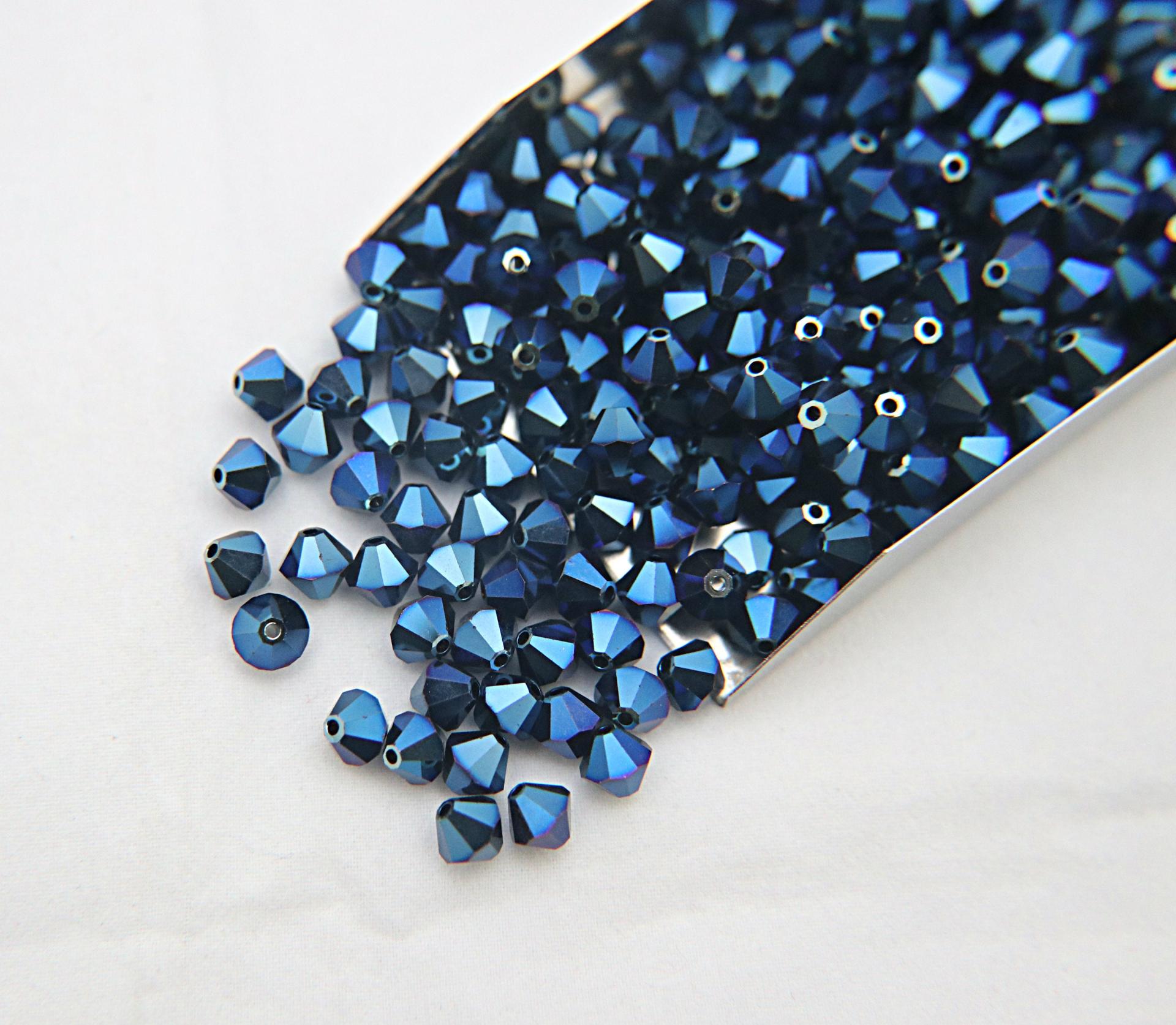 5mm Crystal Metallic Blue Swarovski Bicone beads Cuts 12/36/72/144/432/720 Pieces embroidery materials craft vintage findings embellishments