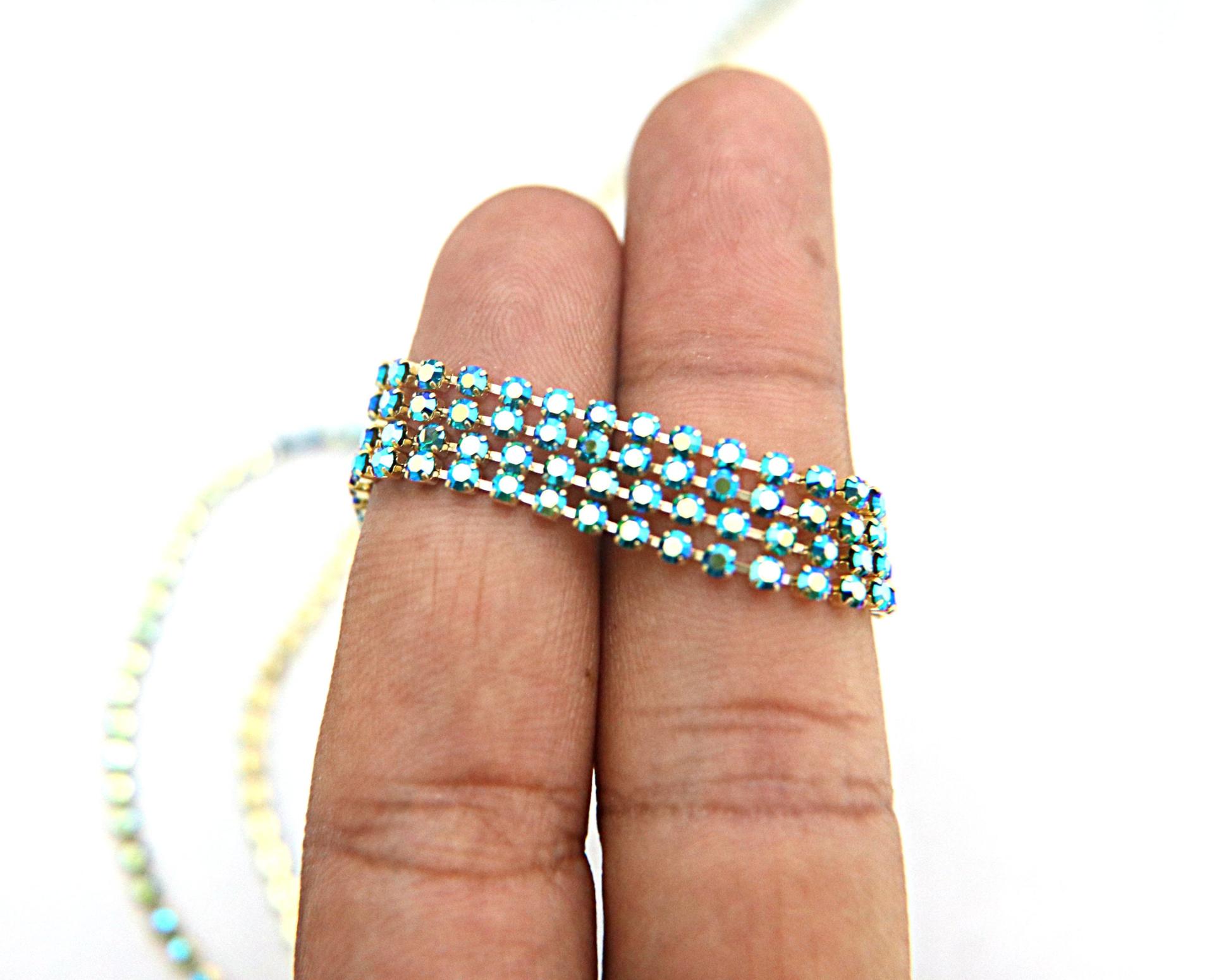 14PP Rhinestone Chain Swarovski vintage Aurore Boreale rainbow 2mm (0.5/1/2/5 meters) Wedding Bridal Supplies|Jewelry Making|decorations