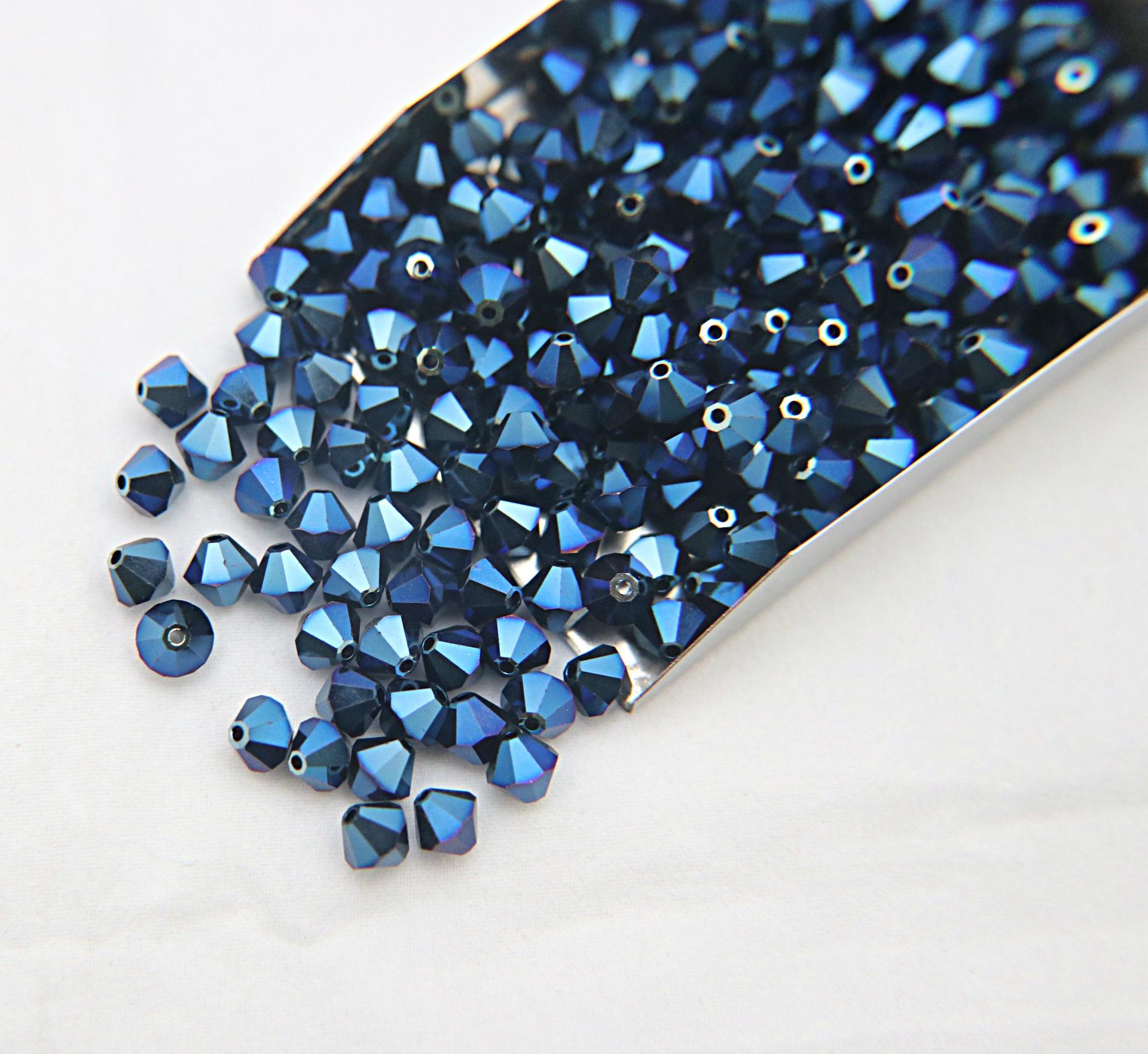 5mm Crystal Metallic Blue Swarovski Bicone beads Cuts 12/36/72/144/432/720 Pieces embroidery materials craft vintage findings embellishments