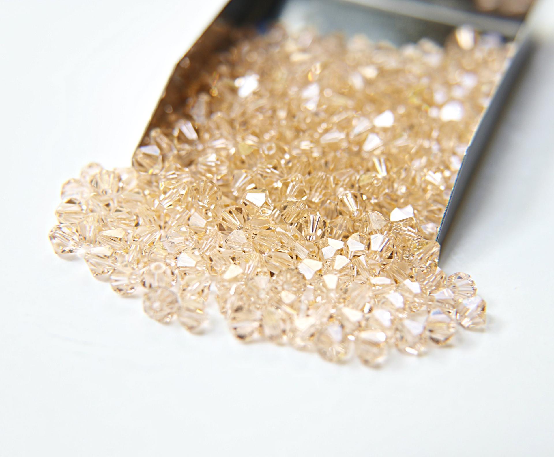 3mm Light Peach Swarovski Bicone beads 36/72/144/432/720 Pieces embroidery materials, jewelry making, wedding decorations, rare craft supply