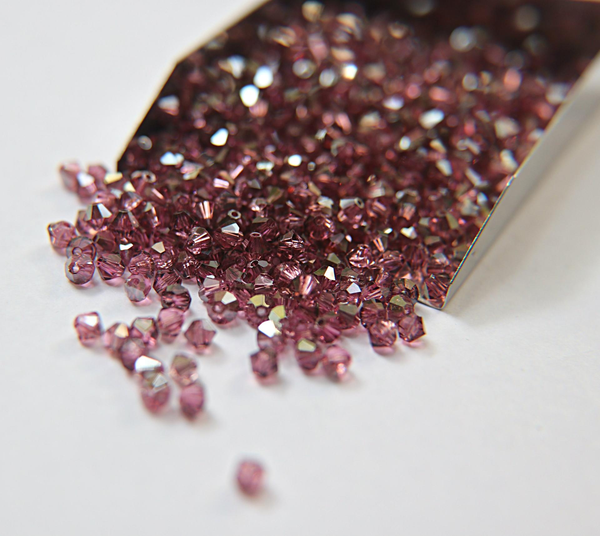 4mm Light Rose Satin Swarovski Bicone Cuts Beads 36/72/144/432/720 Pieces jewelry making, loose beads, embroidery materials, craft supply