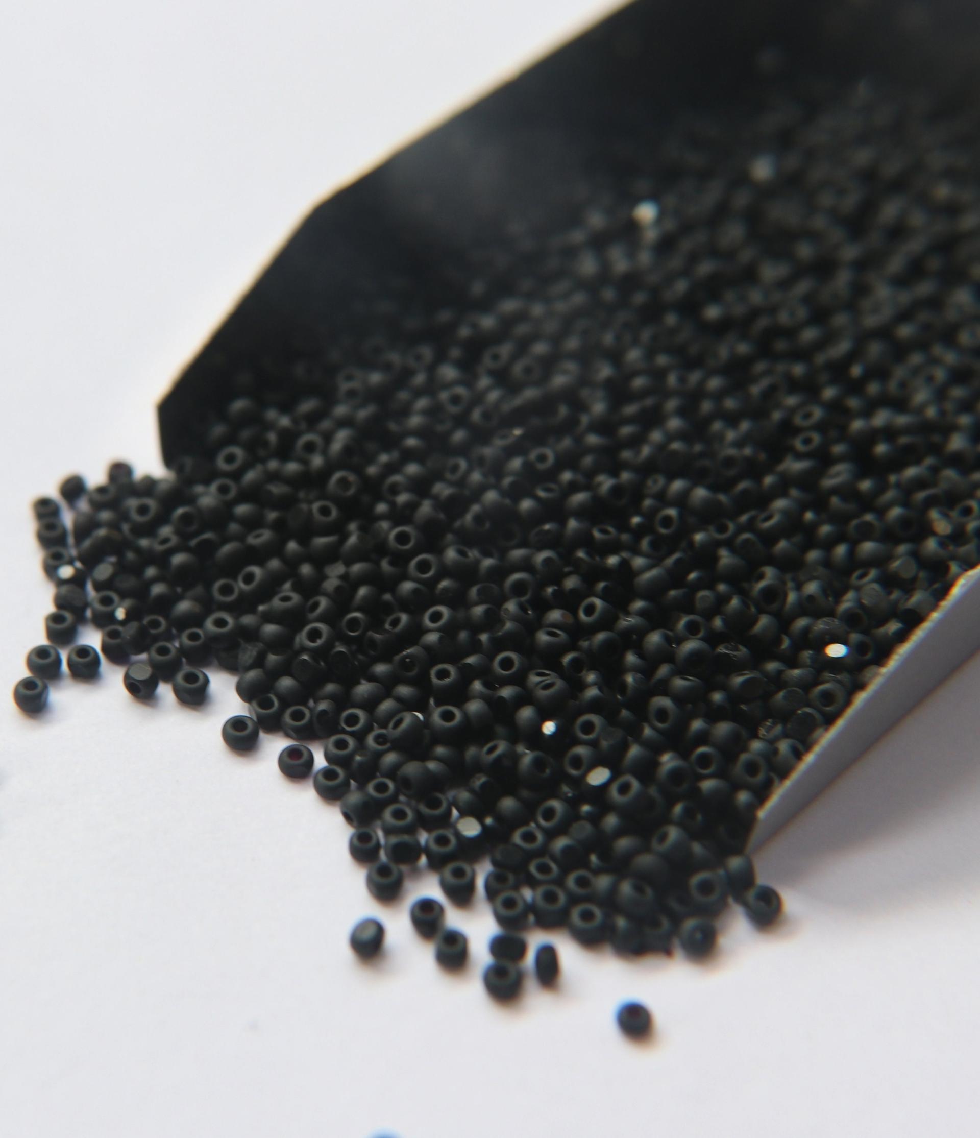 8/0 Charlotte Cut Beads Matt Black 10/20/50/250/500 Grams frosted glass beads, jewelry supply, vintage findings, craft supply, rare material