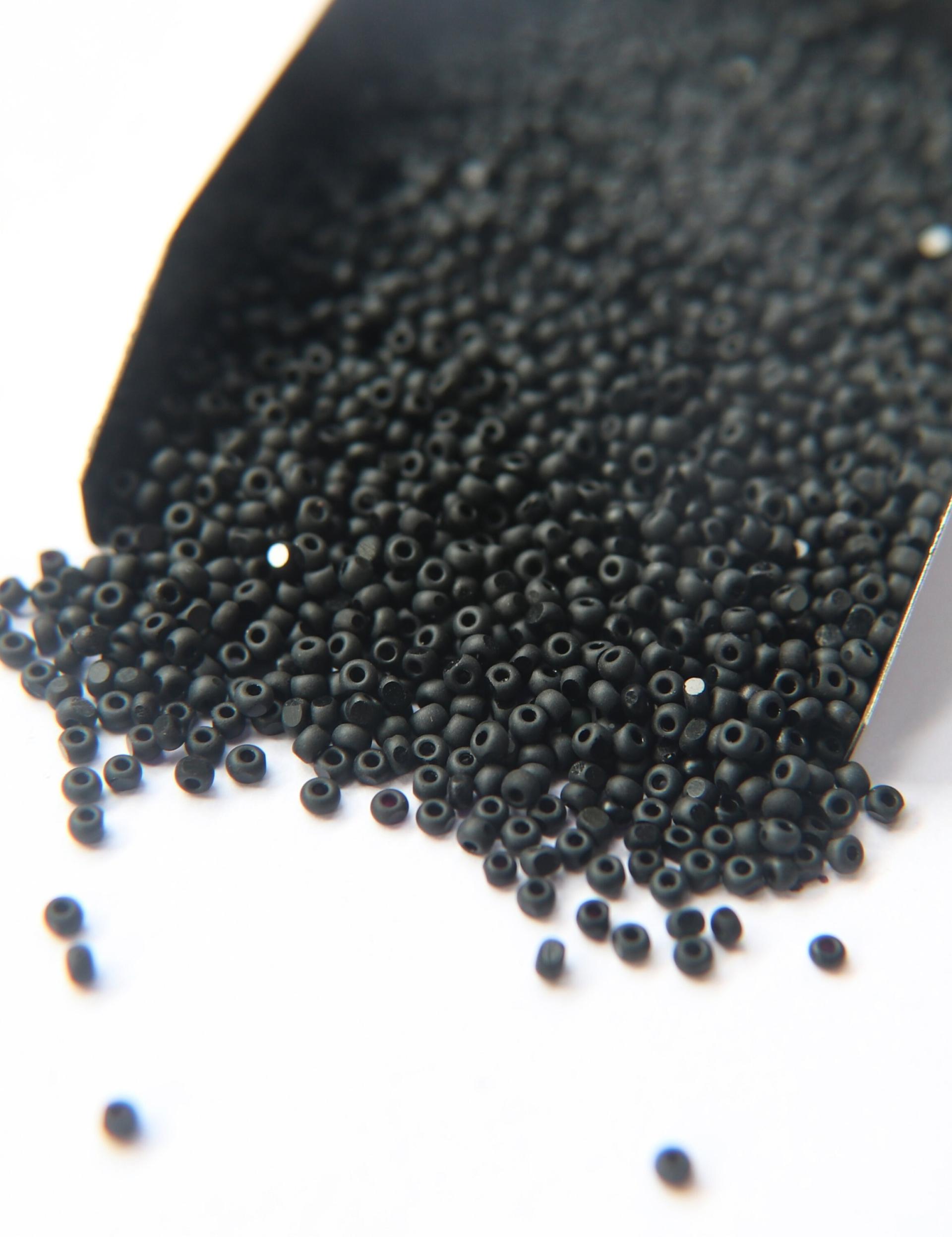 8/0 Charlotte Cut Beads Matt Black 10/20/50/250/500 Grams frosted glass beads, jewelry supply, vintage findings, craft supply, rare material