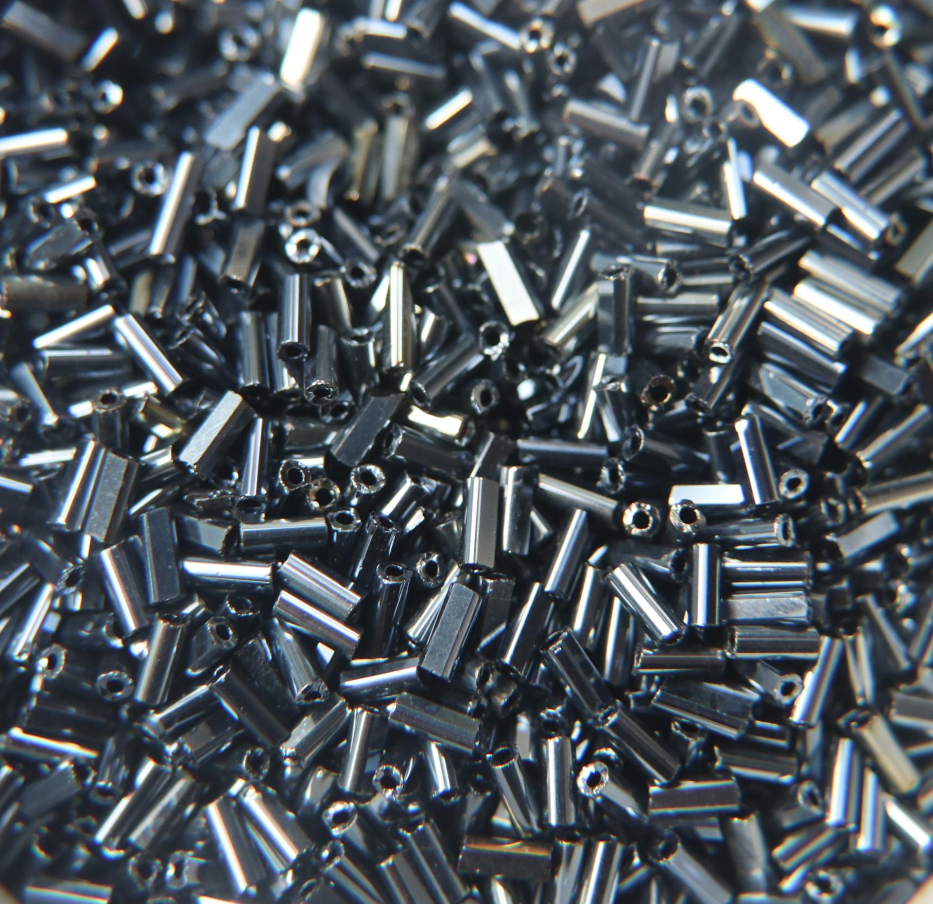 True Cuts Size 2 (2x4mm) Bugle Beads 5/10/20/50/250/500 Grams Metallic Blue Preciosa Ornella loose tube beads, embroidery materials, craft