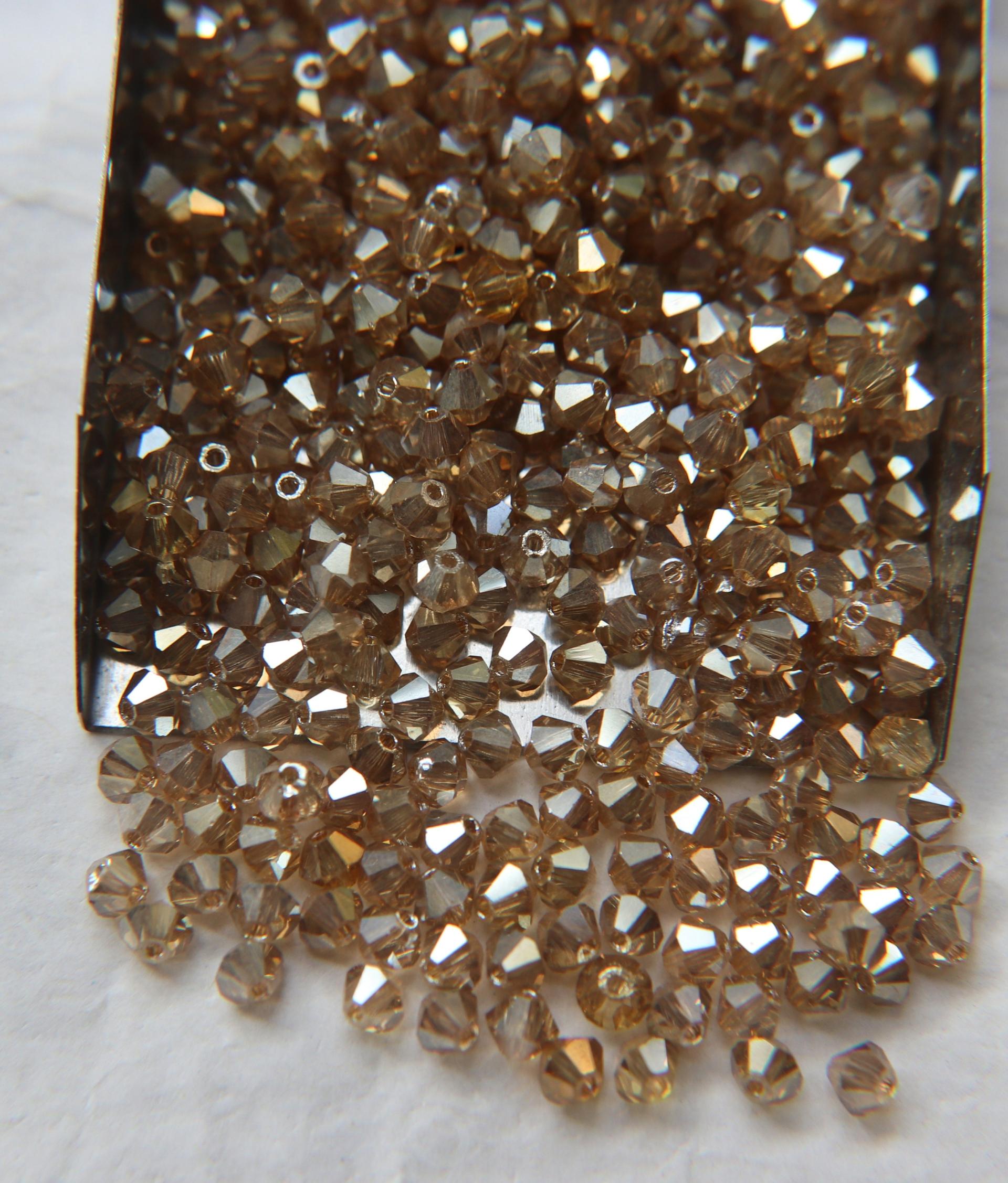 4mm Swarovski Crystal Golden Honey Bicones Beads 36/72/144/432/720 Pieces PREMIUM MATERIALS,embroidery materials, jewelry supplies