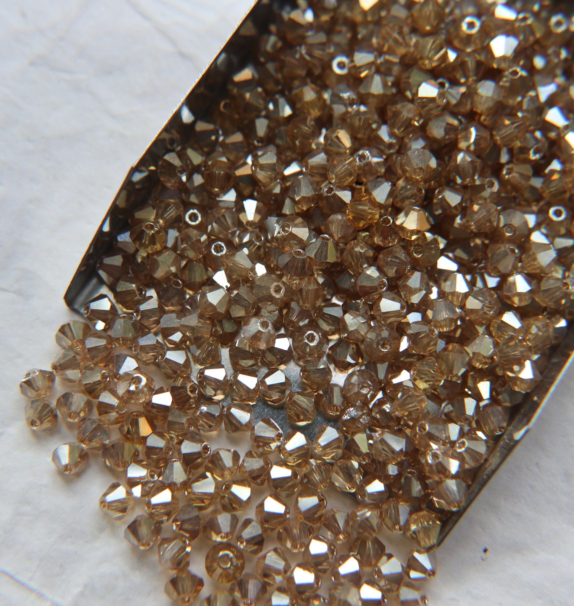 4mm Swarovski Crystal Golden Honey Bicones Beads 36/72/144/432/720 Pieces PREMIUM MATERIALS,embroidery materials, jewelry supplies