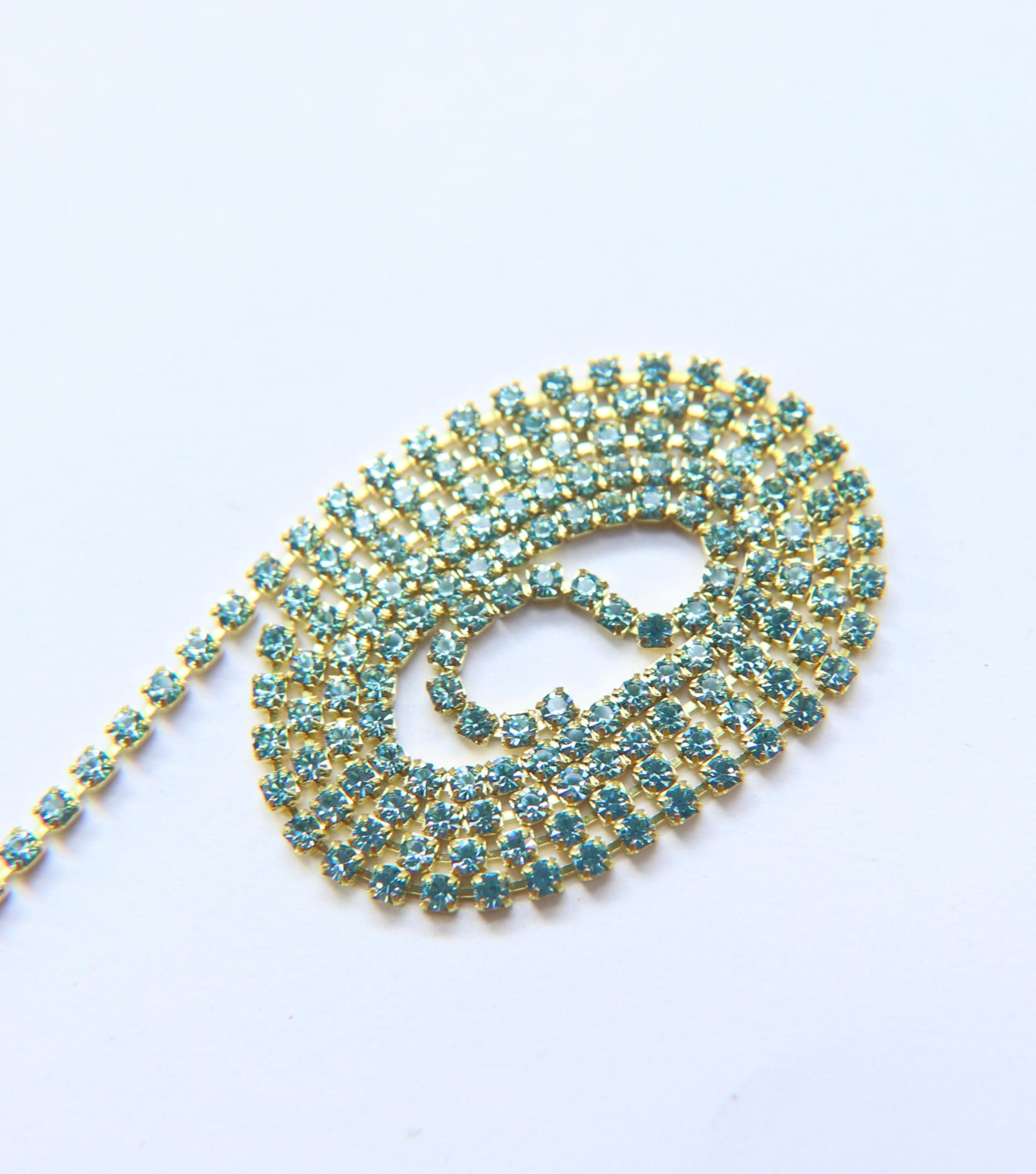14PP Rhinestone Chain Swarovski vintage 2mm (0.5/1/2/5 Meters) vintage findings, strass chains, PREMIUM supplies, wedding decorations, laces