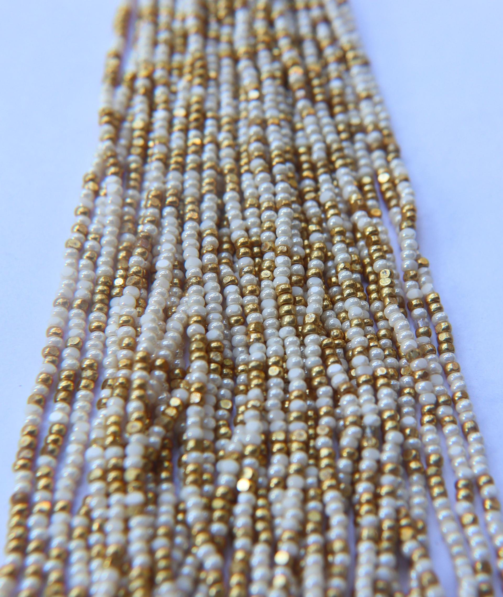 13/0 Hanks Charlotte Cut Beads IVORY Gold Patina 1/5/25/50/100 Hanks 2.0mm jewellery rare glass beads, jewelry supply, findings, craft