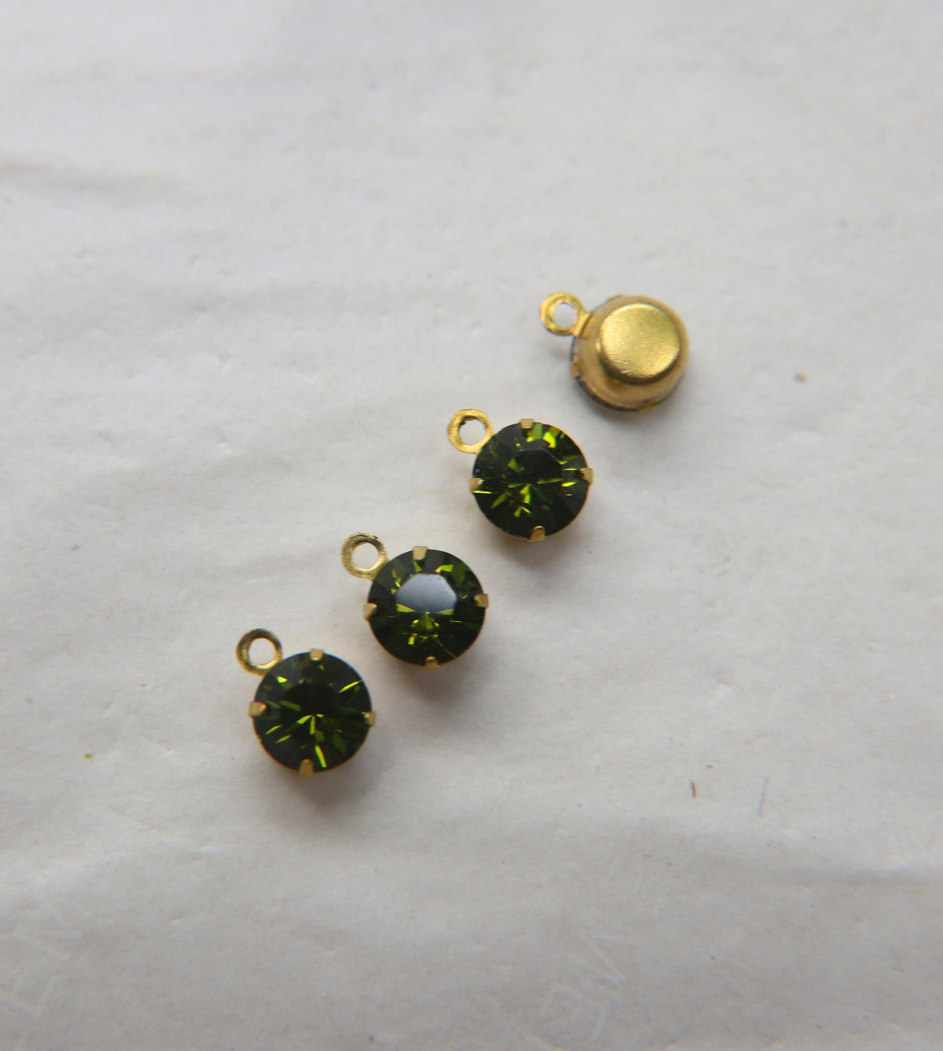 Olivine Swarovski Crystal Drop, Brass Setting (6mm, 28ss)