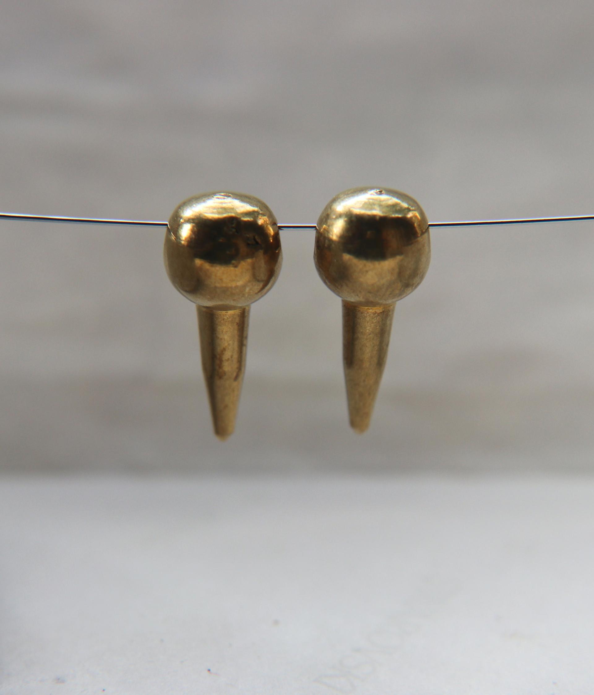 Solid Metal Drops, Spike Charms, in brass 22x10mm, 1.5mm Loop, 4/30 pieces vintage findings, jewlery making, art deco, premium supplies