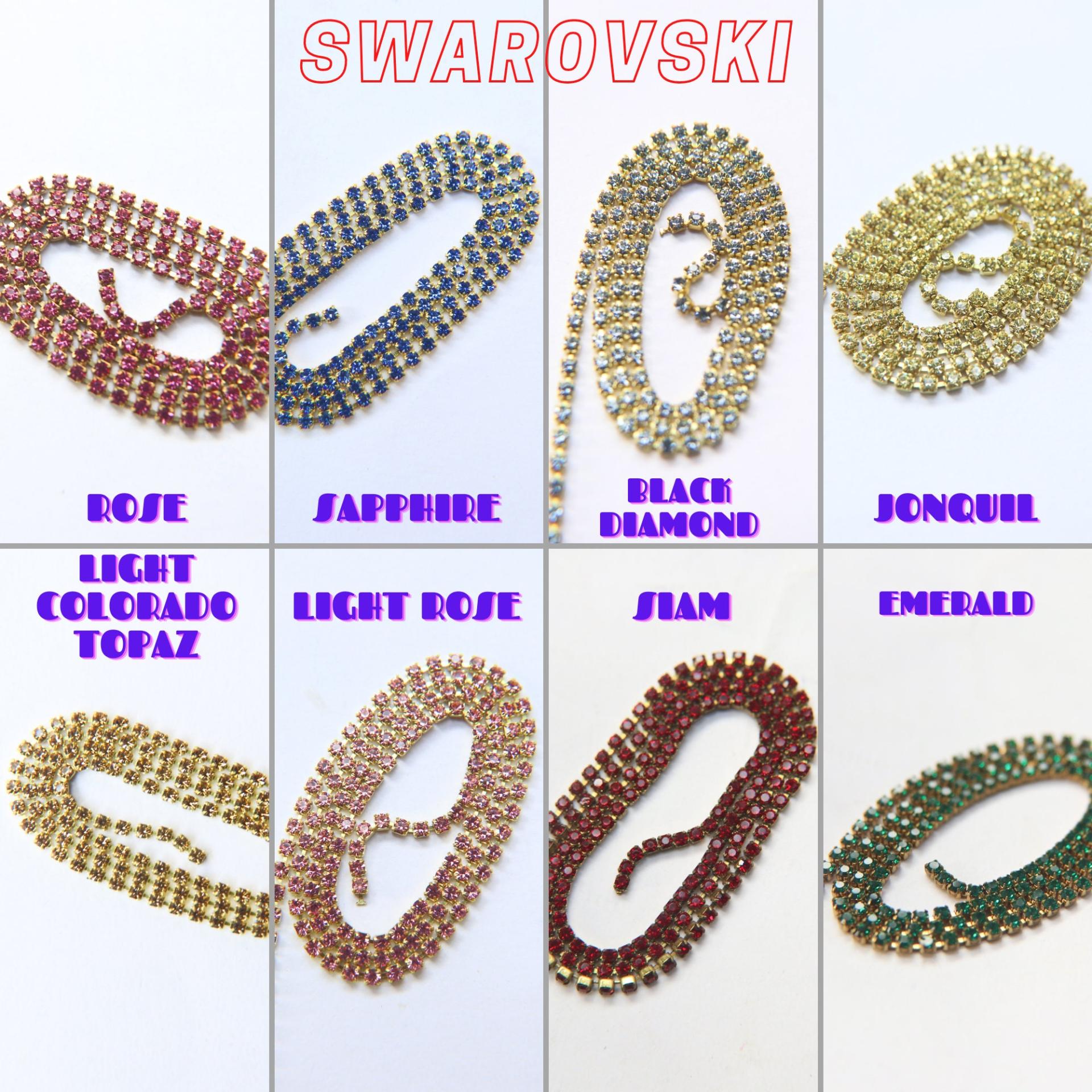 14PP Rhinestone Chain Swarovski vintage 2mm (0.5/1/2/5 Meters) vintage findings, strass chains, PREMIUM supplies, wedding decorations, laces