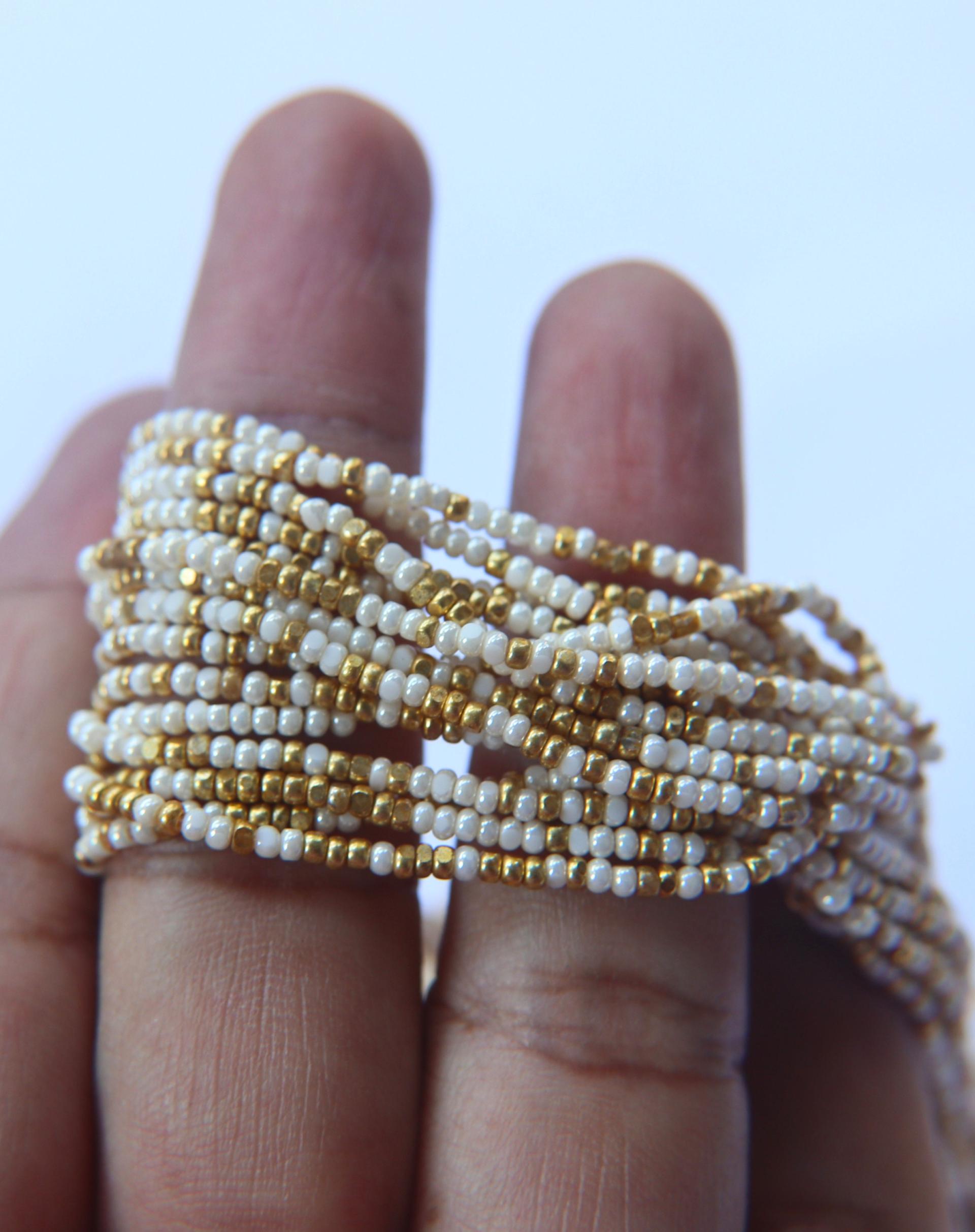 13/0 Hanks Charlotte Cut Beads IVORY Gold Patina 1/5/25/50/100 Hanks 2.0mm jewellery rare glass beads, jewelry supply, findings, craft