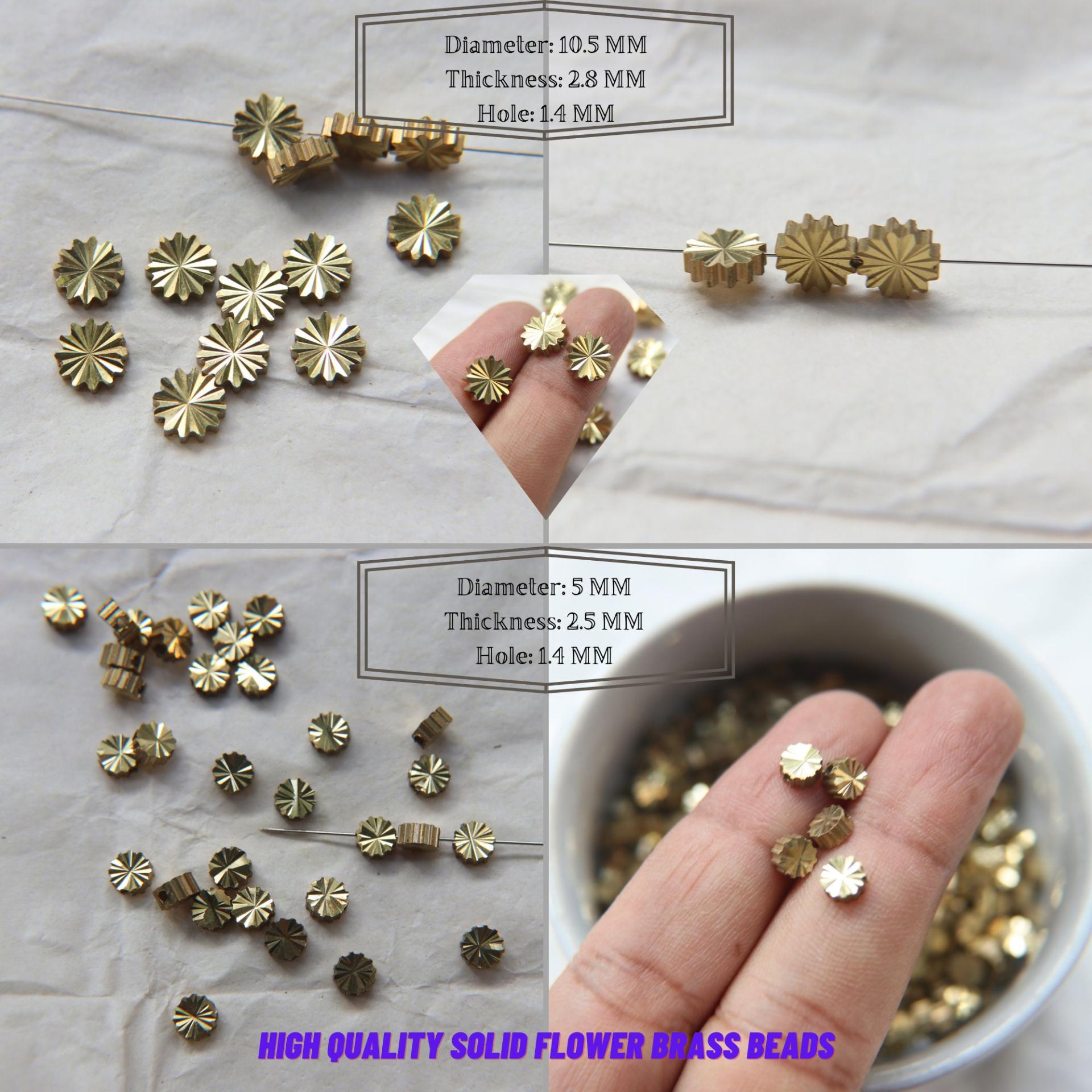 Solid Flower Metal Beads, Brass beads, in brass 10.5mm/5mm , 1.4mm Loop, Spacer Beads, Connector Beads, Two Hole Beads, Bracelets Beads