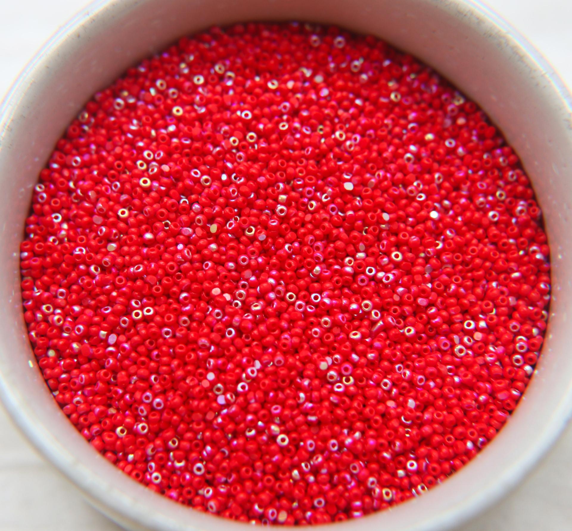 13/0 Charlotte Cut Beads Patina Light Red Opaque Aurore Boreale 5/10/20/50/250/500 Grams PREMIUM MATERIALS