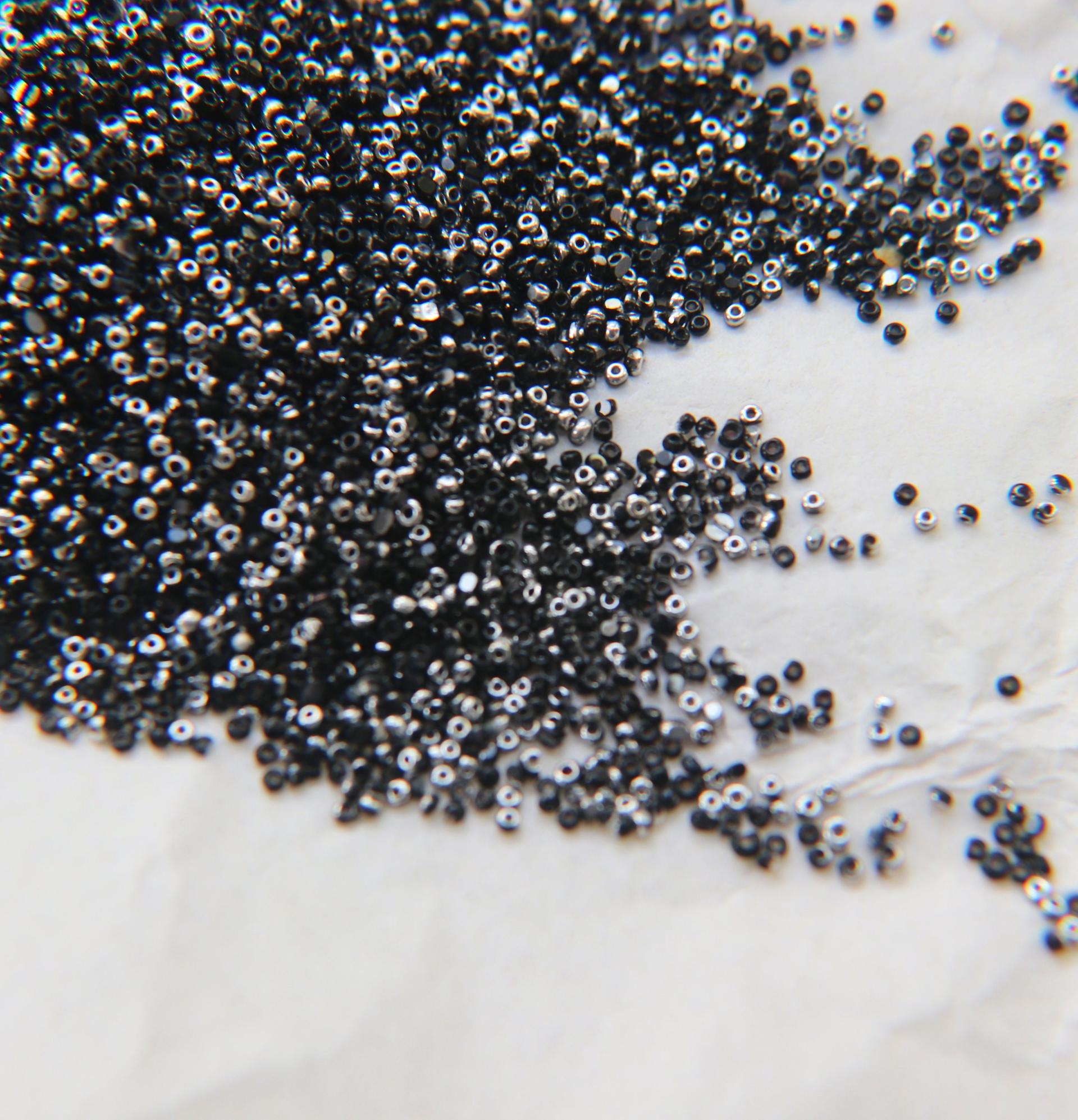 13/0 Charlotte Cut Beads Patina Jet Silver 5/10/20/50/250/500 Grams craft supplies, jewelry making, embroidery materials