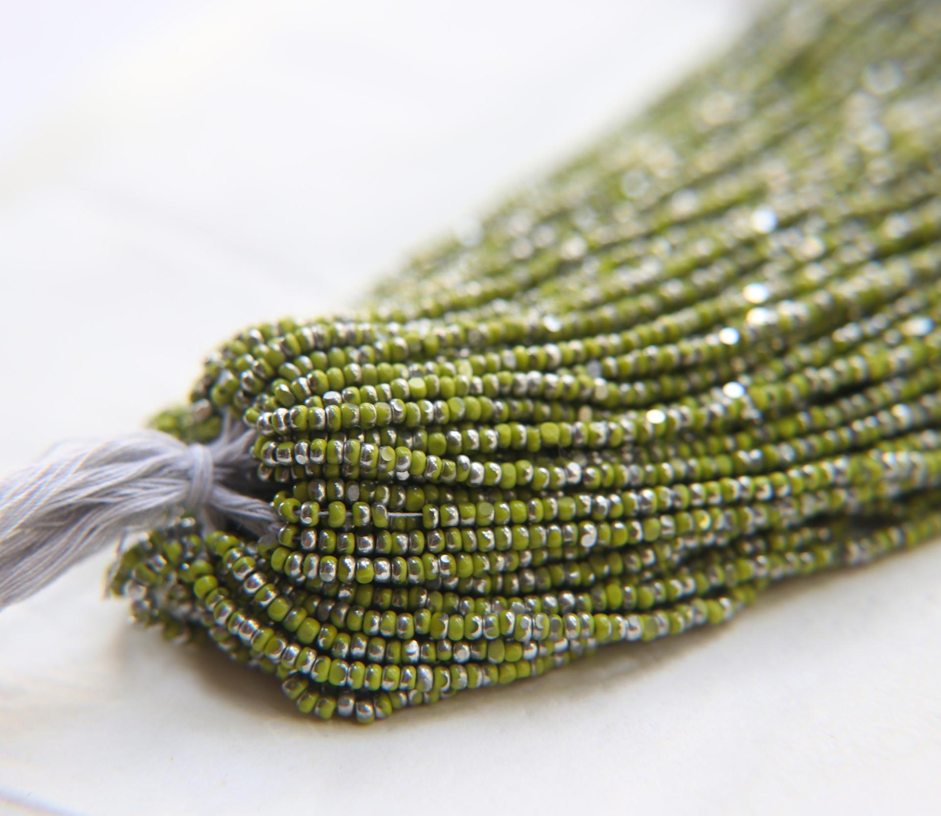 11/0 Charlotte true Cut Beads Patina Opaque Olivine  Silver 10/20/50/250/500 Grams loose beads, embroidery materials, vintage findings