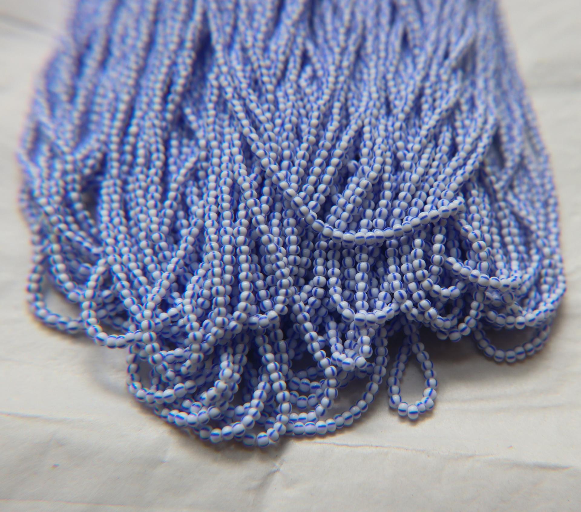 11/0 White with 4 Blue Strips SEED BEADS PRECIOSA Traditional Czech Beads™ , mix beads, embroidery materials, craft supplies