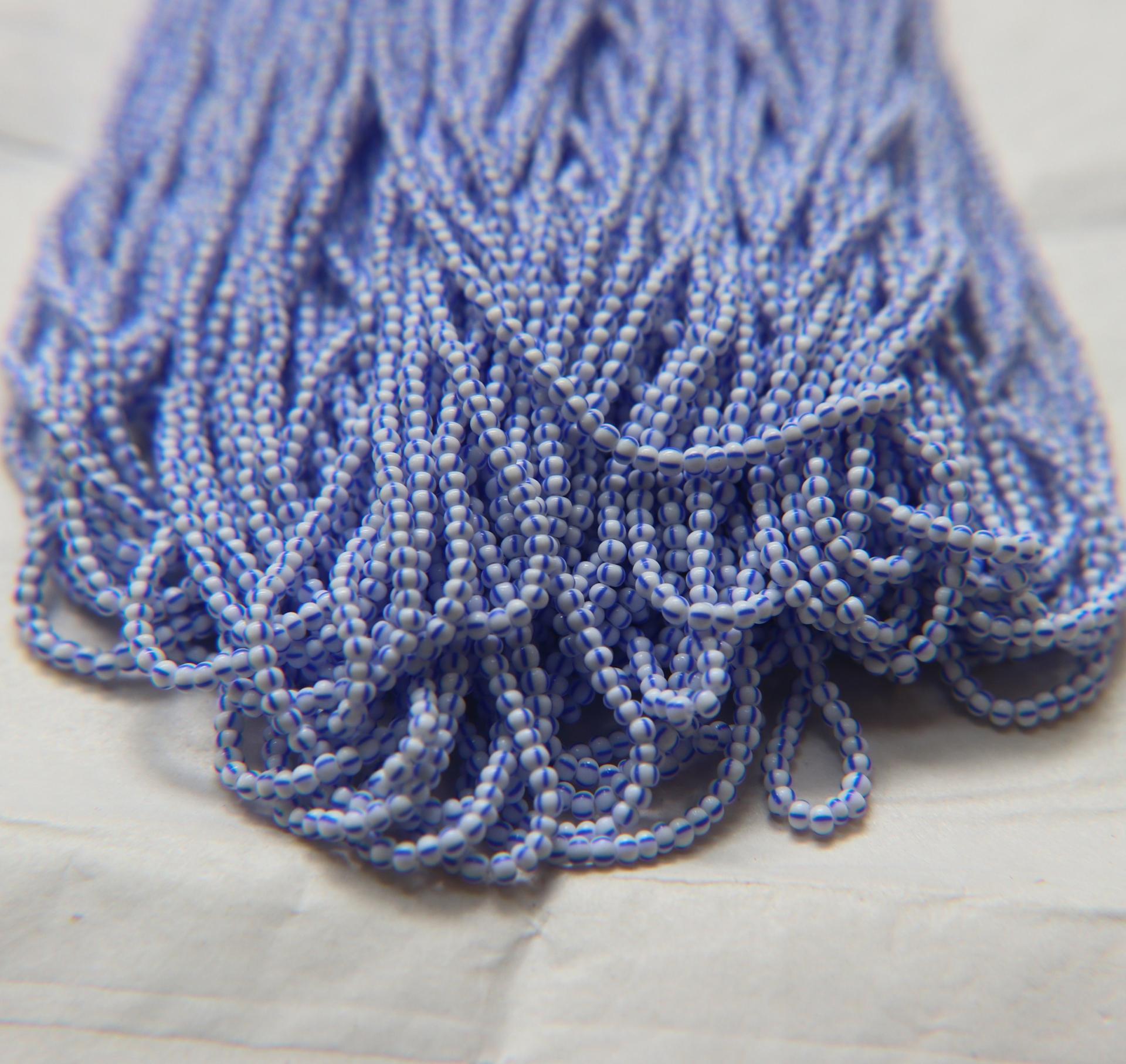 11/0 White with 4 Blue Strips SEED BEADS PRECIOSA Traditional Czech Beads™ , mix beads, embroidery materials, craft supplies