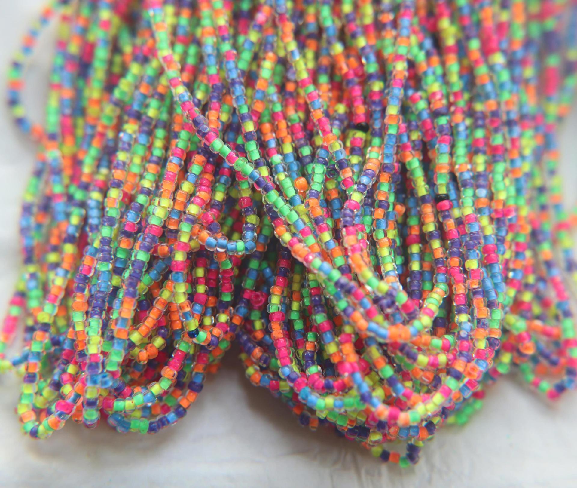 13/0 Hanks Charlotte Cut Beads Multi Neon Linings 1/5/25/50/100 Hanks 1.6mm jewellery rare glass beads, jewelry supply, native supply