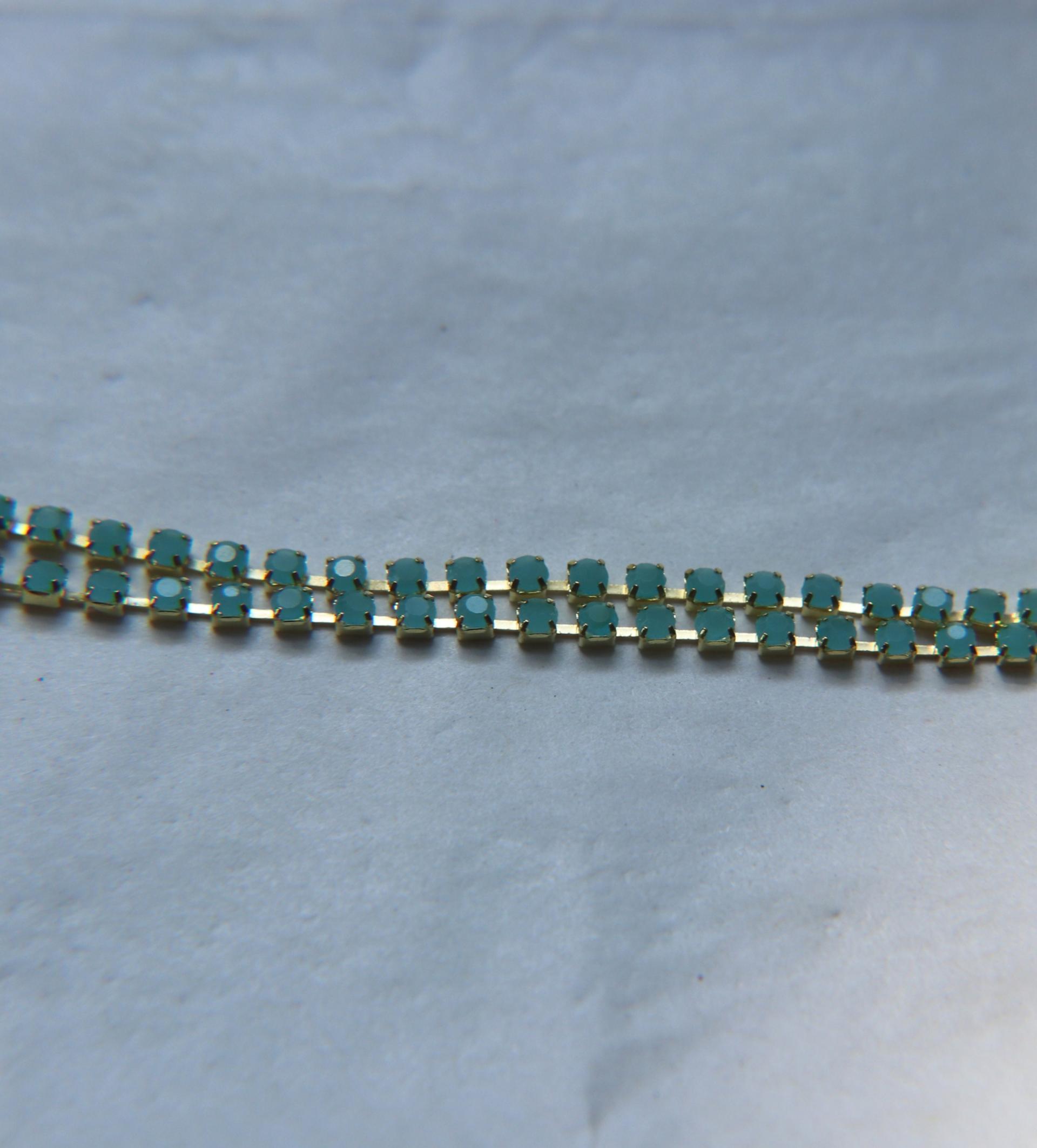 6SS Rhinestone Chain Vintage Glass Pressed Chatons Opal Turquoise (2mm) 1/2/5/15 Meters embroidery materials, craft vintage findings